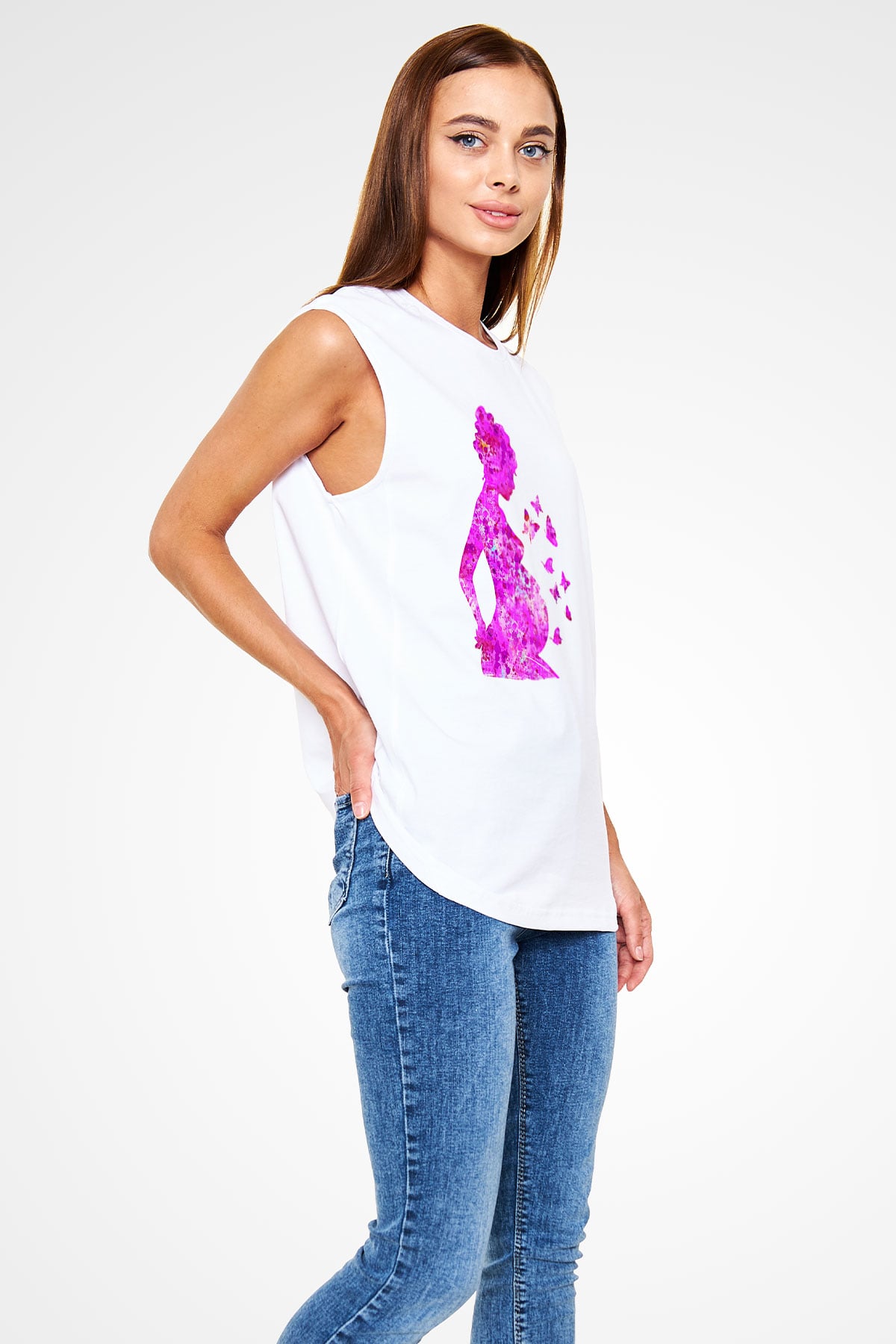 Anneler Günü Baskılı Beyaz Unisex Kolsuz Tişört - Tshirt