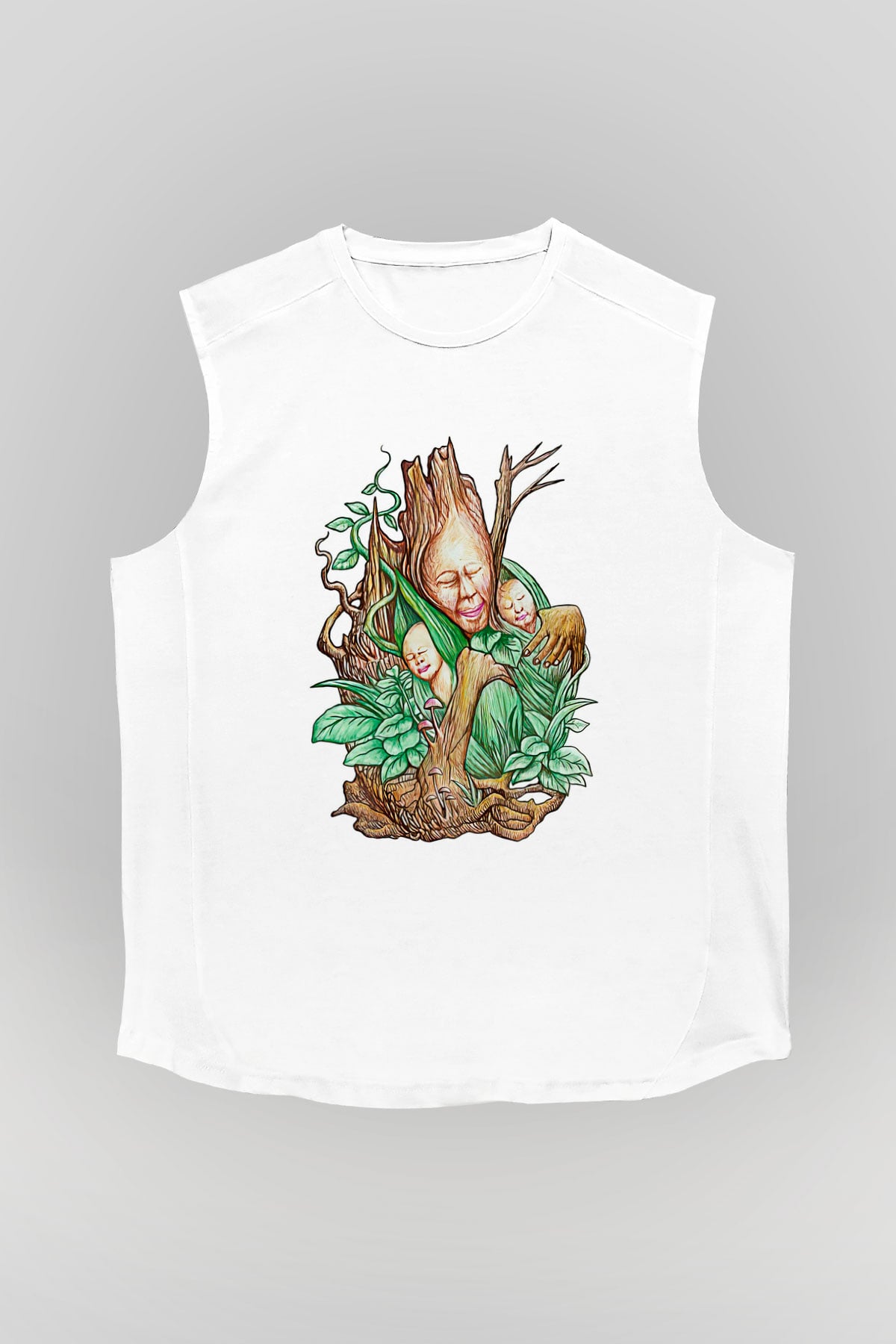 Anneler Günü Baskılı Beyaz Unisex Kolsuz Tişört - Tshirt