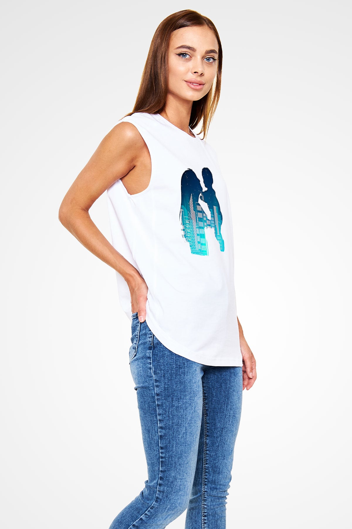 Anneler Günü Baskılı Beyaz Unisex Kolsuz Tişört - Tshirt