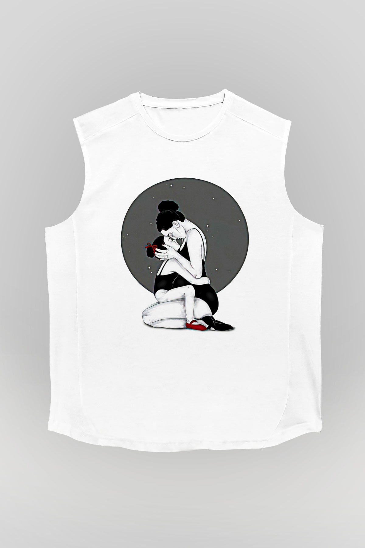 Anneler Günü Baskılı Beyaz Unisex Kolsuz Tişört - Tshirt
