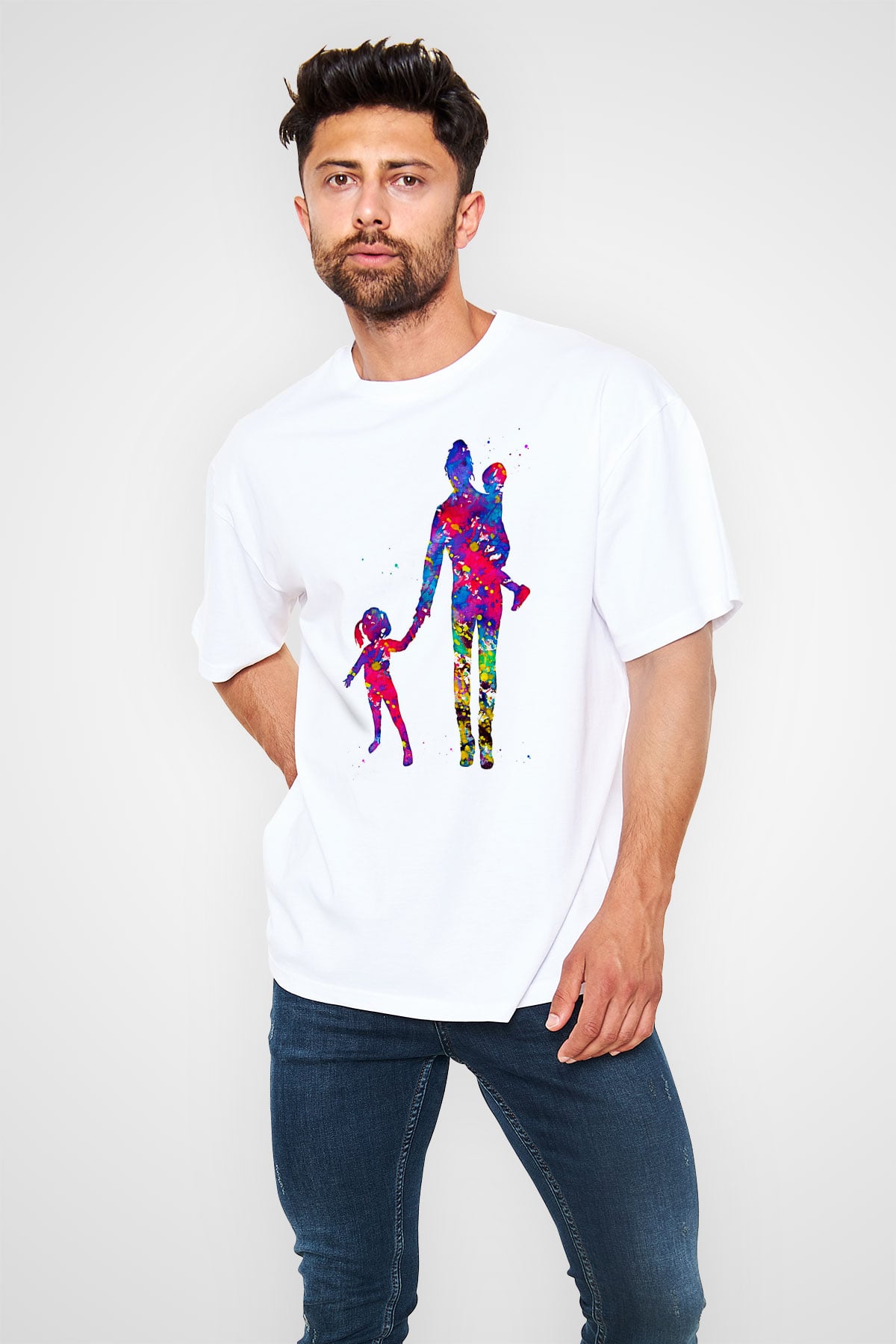 Anneler Günü Baskılı Beyaz Unisex Oversize Tişört - Tshirt