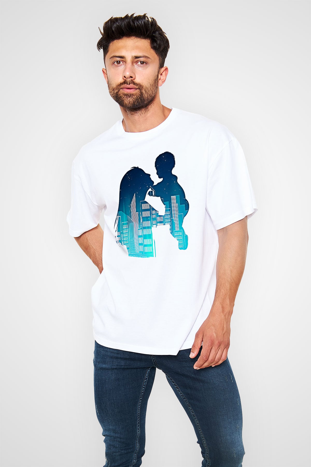 Anneler Günü Baskılı Beyaz Unisex Oversize Tişört - Tshirt