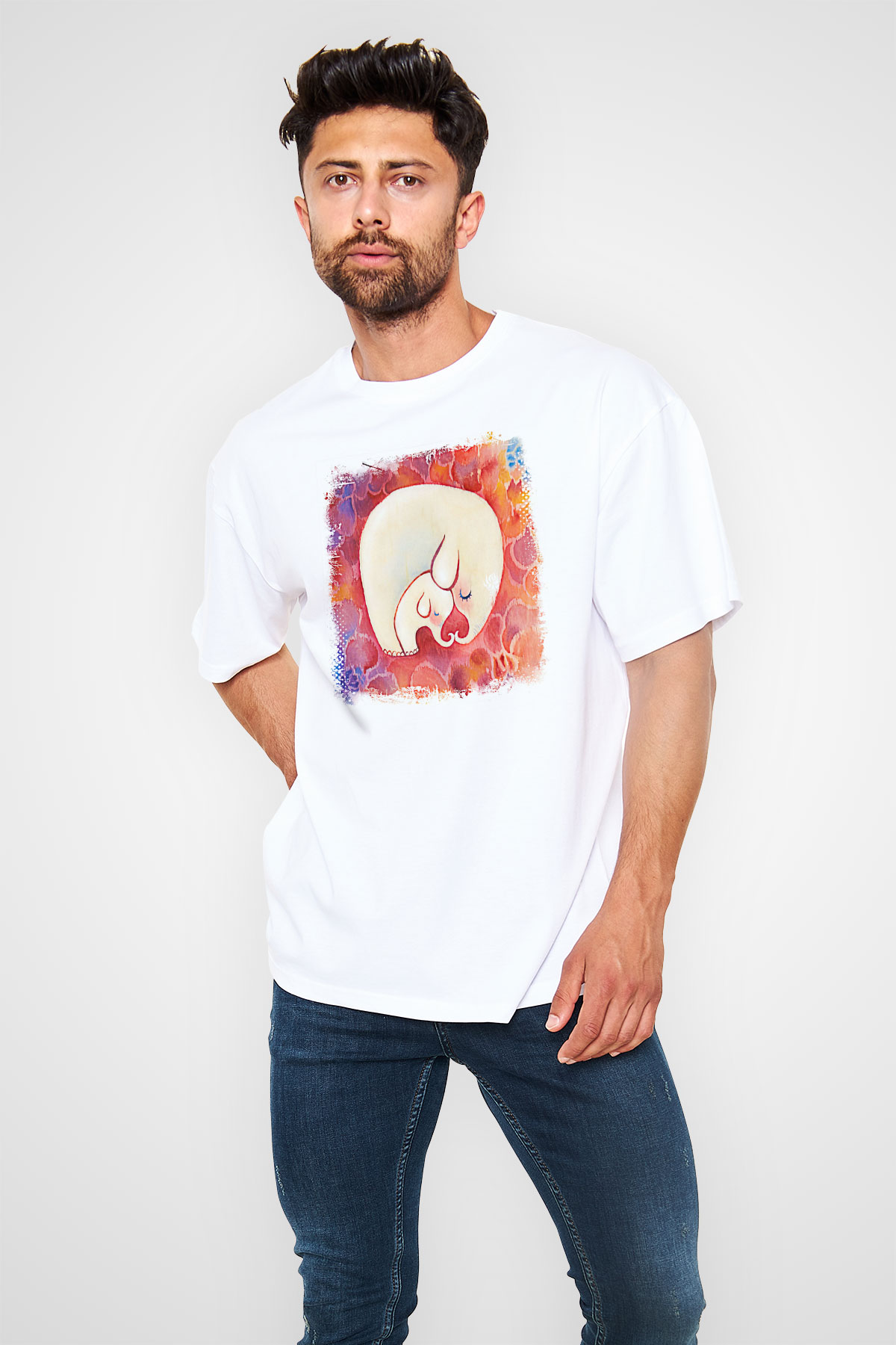 Anneler Günü Baskılı Beyaz Unisex Oversize Tişört - Tshirt