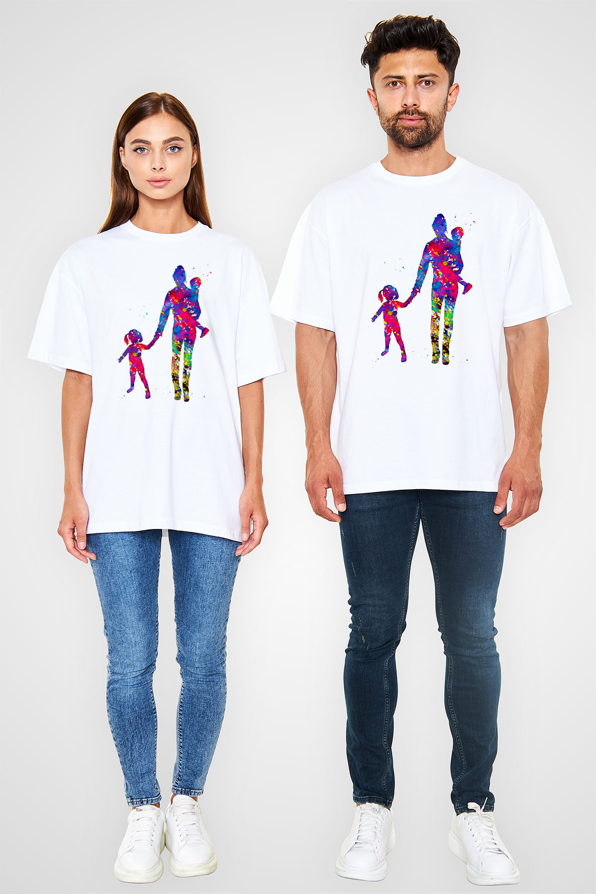 Anneler Günü Baskılı Beyaz Unisex Oversize Tişört - Tshirt