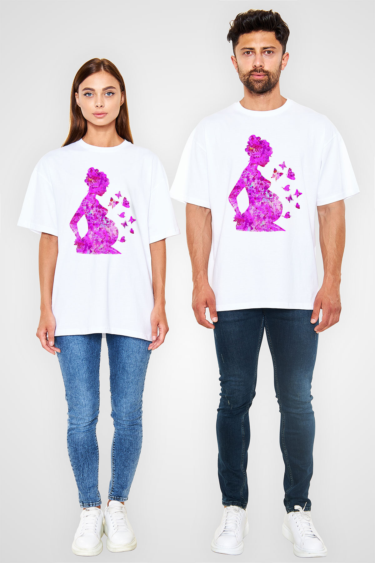 Anneler Günü Baskılı Beyaz Unisex Oversize Tişört - Tshirt