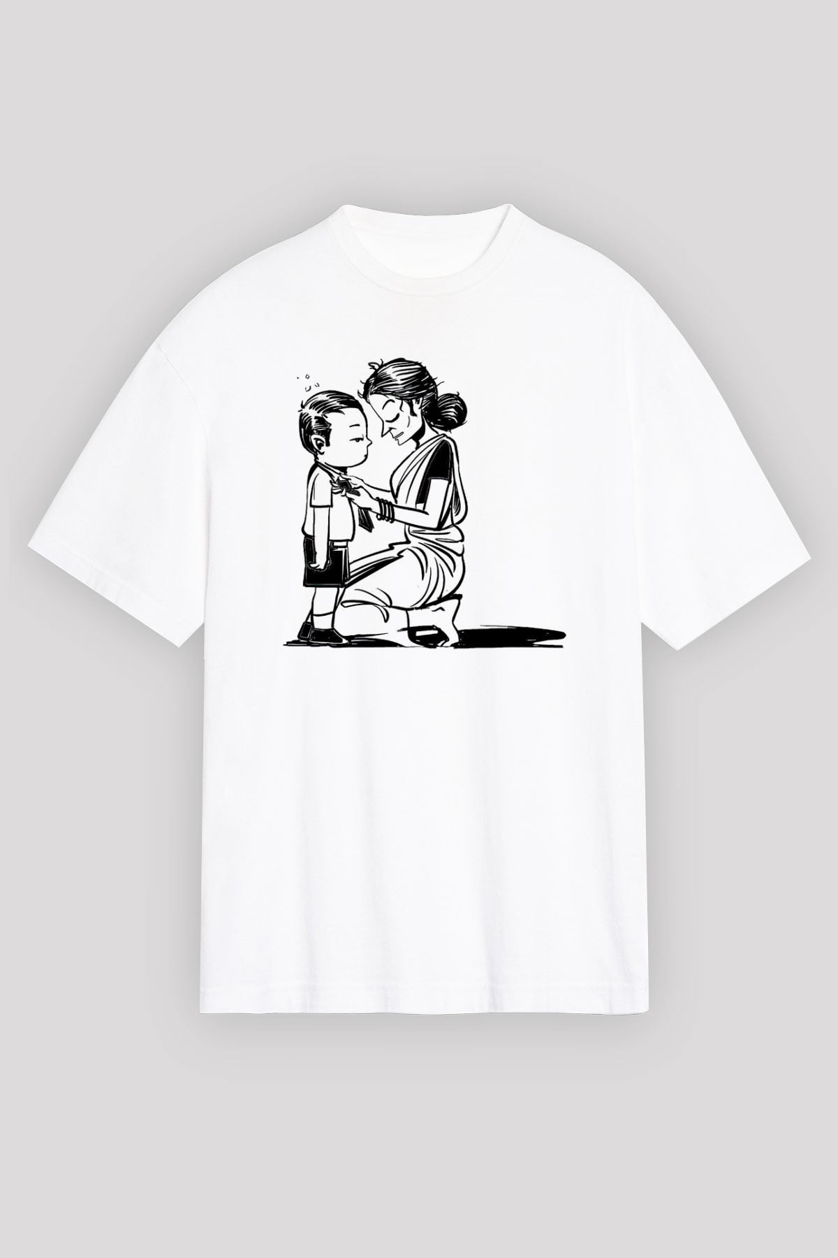 Anneler Günü Baskılı Beyaz Unisex Oversize Tişört - Tshirt