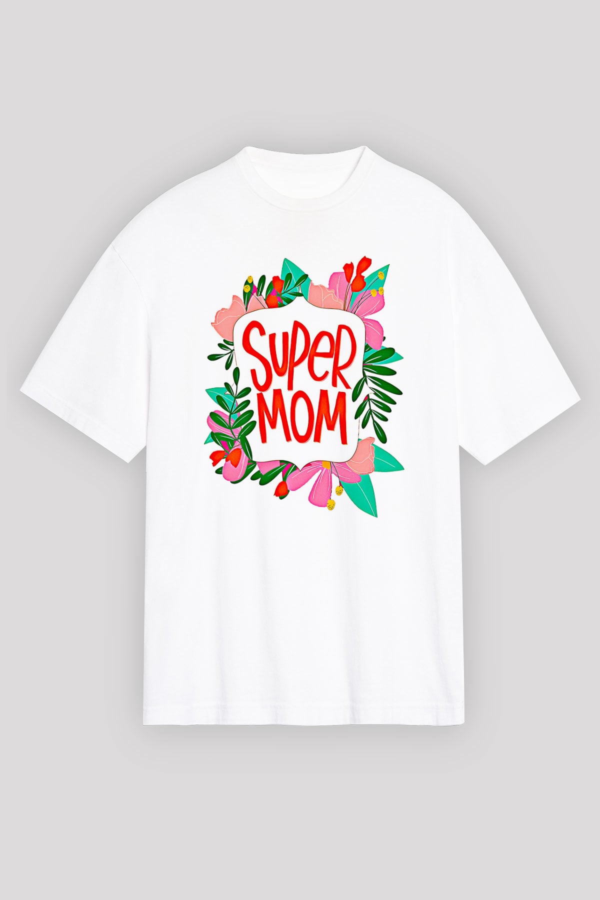 Anneler Günü Baskılı Beyaz Unisex Oversize Tişört - Tshirt