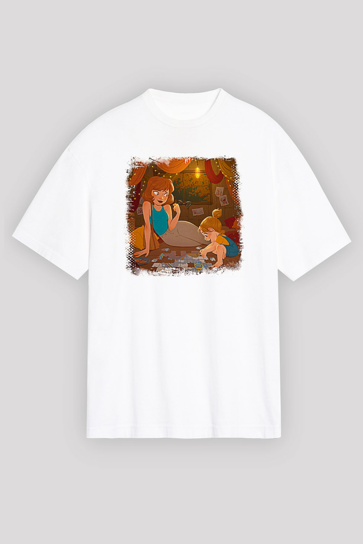 Anneler Günü Baskılı Beyaz Unisex Oversize Tişört - Tshirt