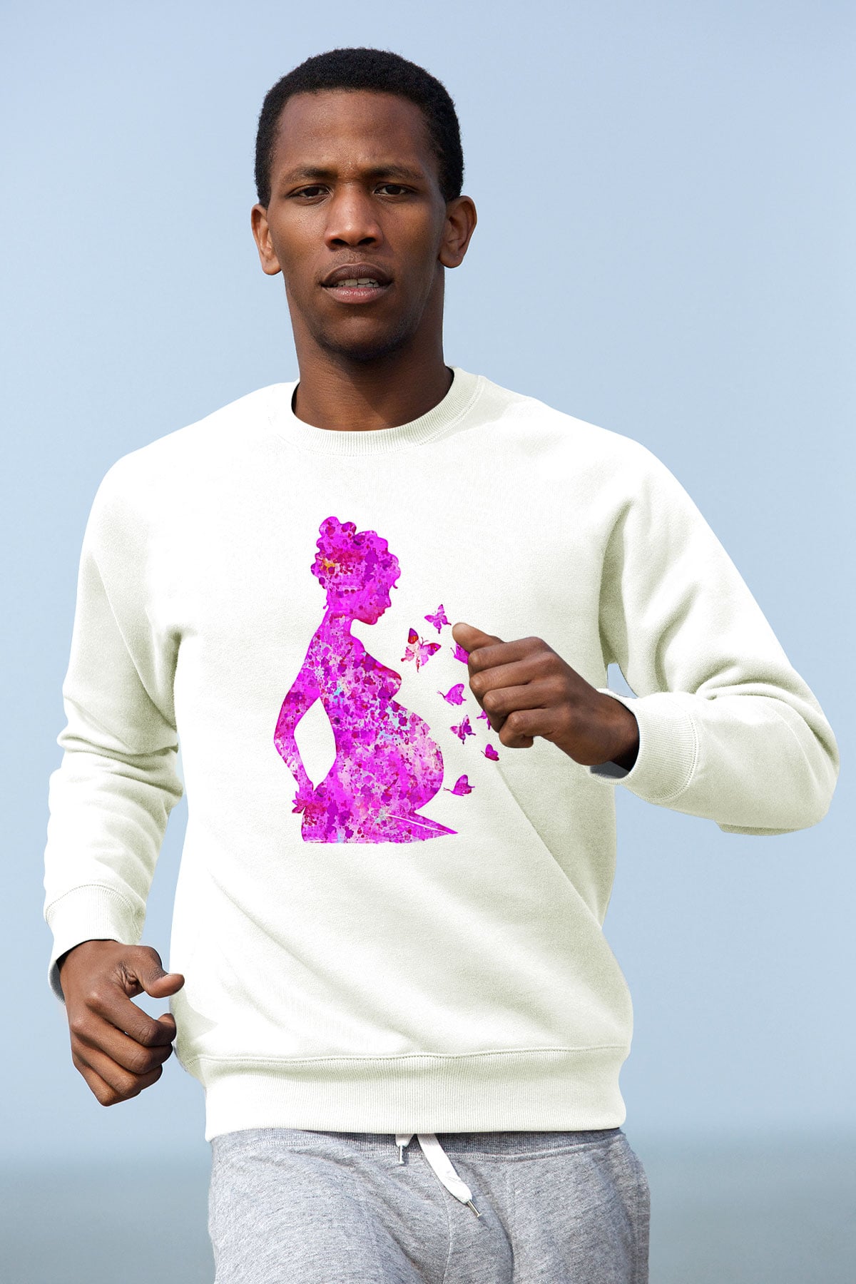 Anneler Günü Baskılı Beyaz Unisex Sweatshirt