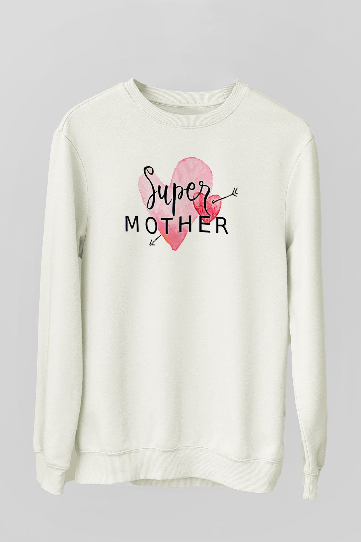 Anneler Günü Baskılı Beyaz Unisex Sweatshirt