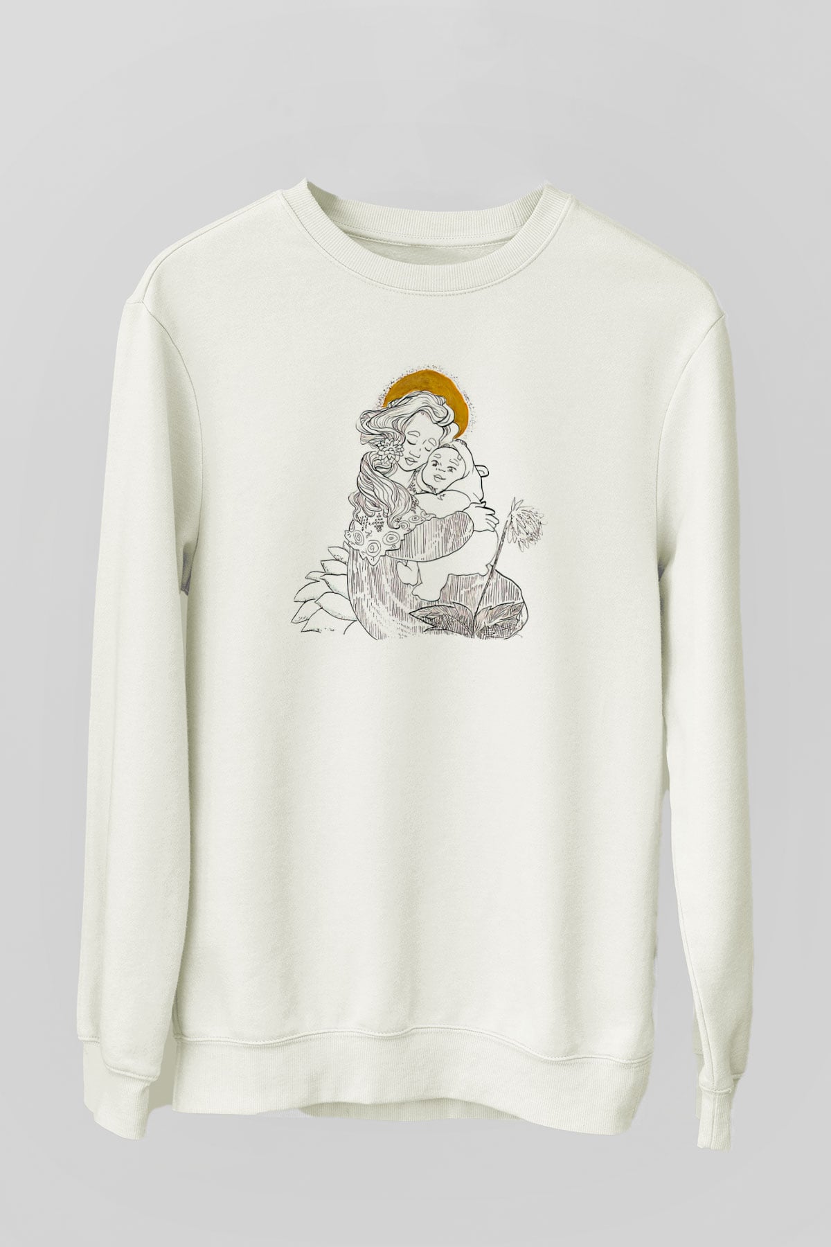 Anneler Günü Baskılı Beyaz Unisex Sweatshirt
