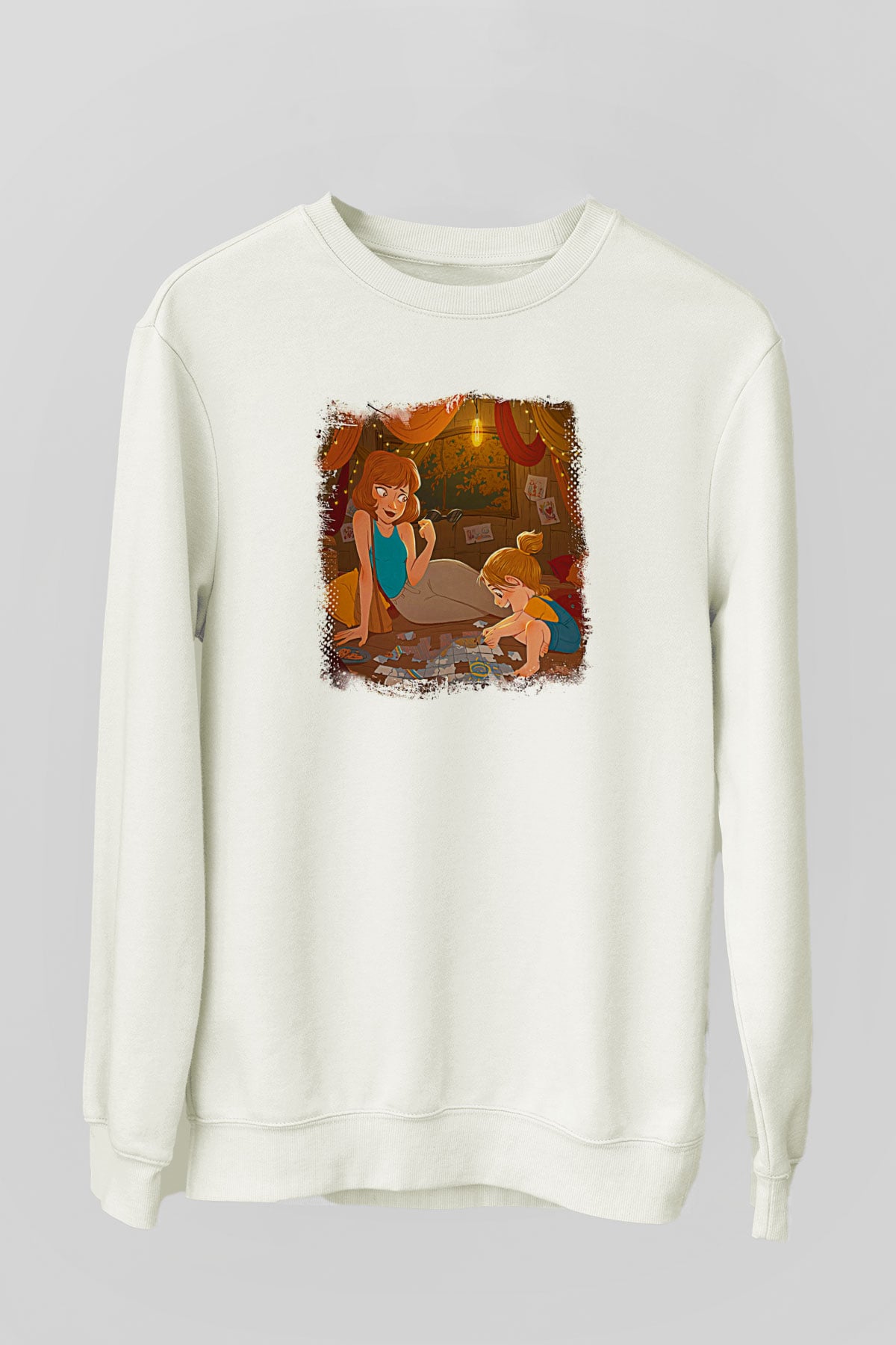 Anneler Günü Baskılı Beyaz Unisex Sweatshirt