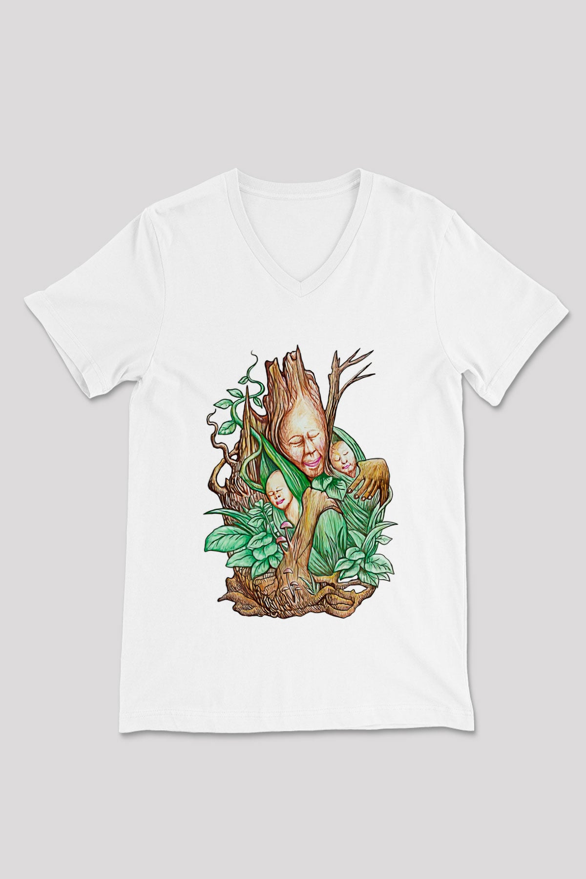 Anneler Günü Baskılı Beyaz Unisex V Yaka Tişört - Tshirt