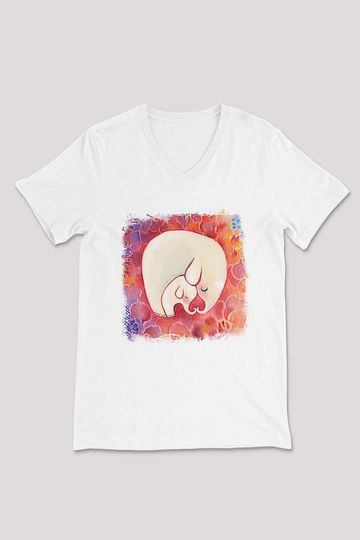 Anneler Günü Baskılı Beyaz Unisex V Yaka Tişört - Tshirt