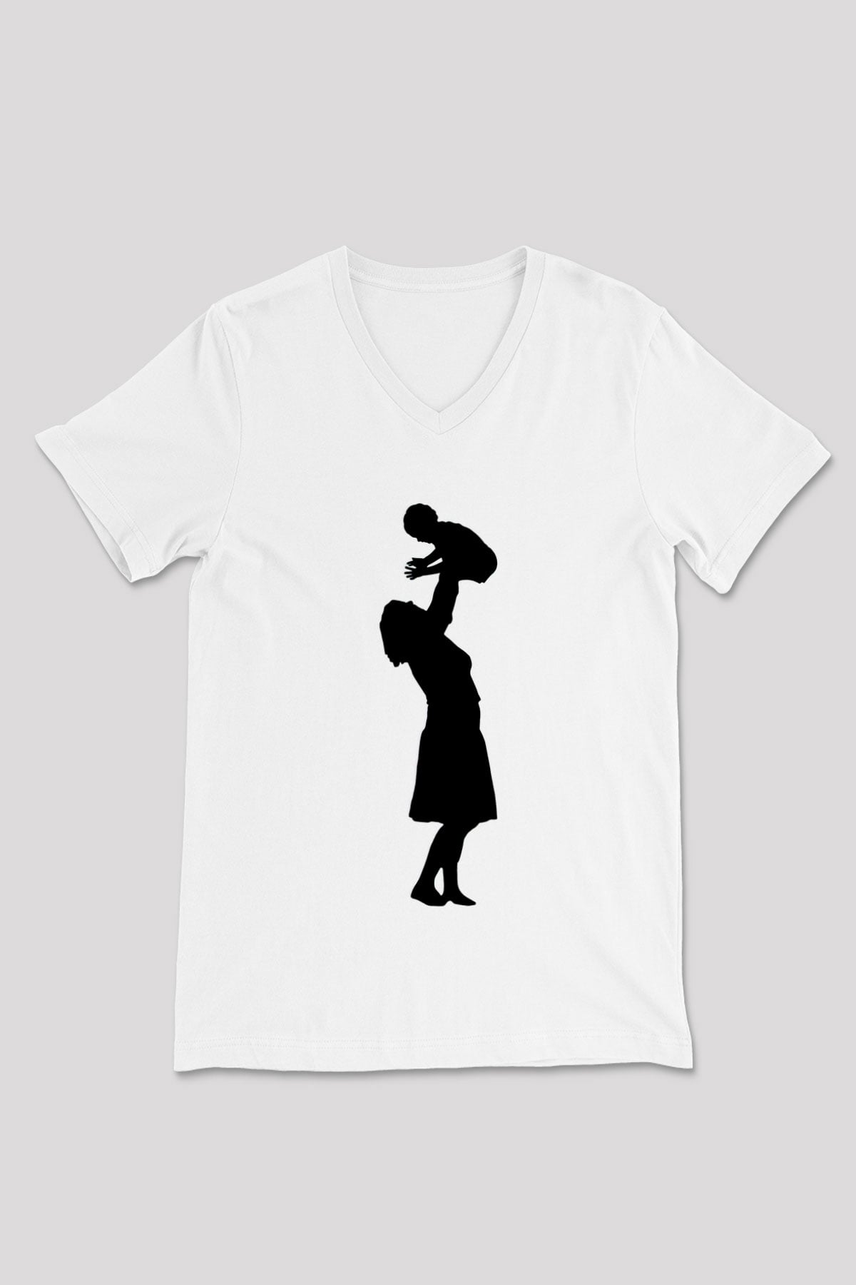 Anneler Günü Baskılı Beyaz Unisex V Yaka Tişört - Tshirt