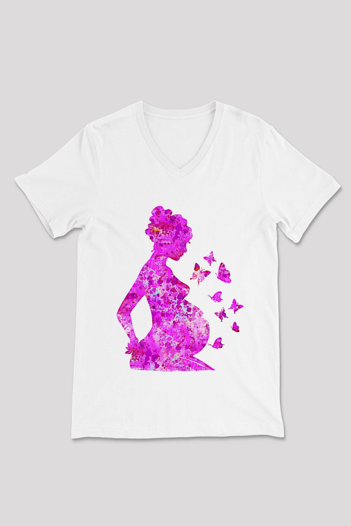 Anneler Günü Baskılı Beyaz Unisex V Yaka Tişört - Tshirt