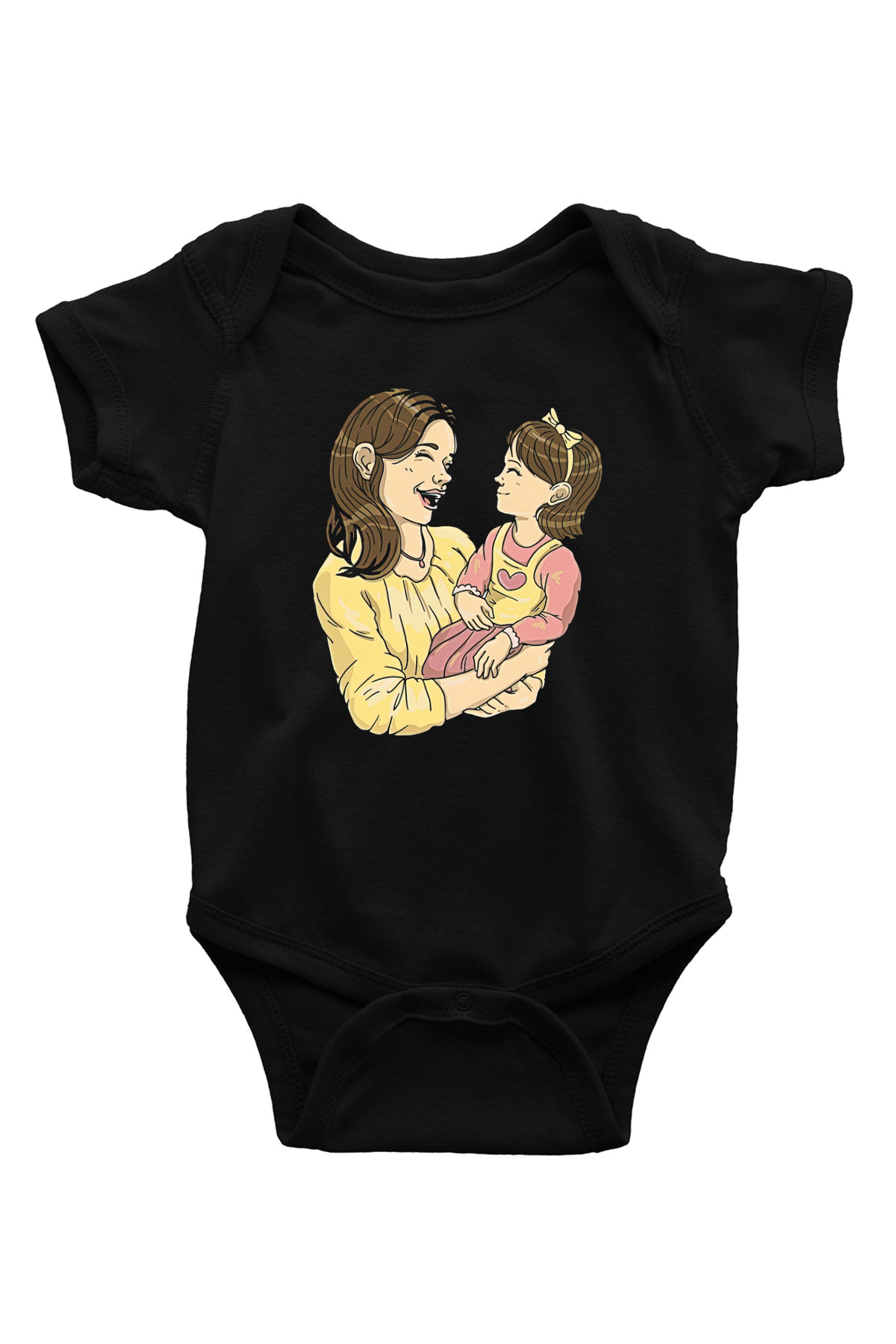 Anneler Günü Baskılı Unisex Siyah Bebek Body - Zıbın