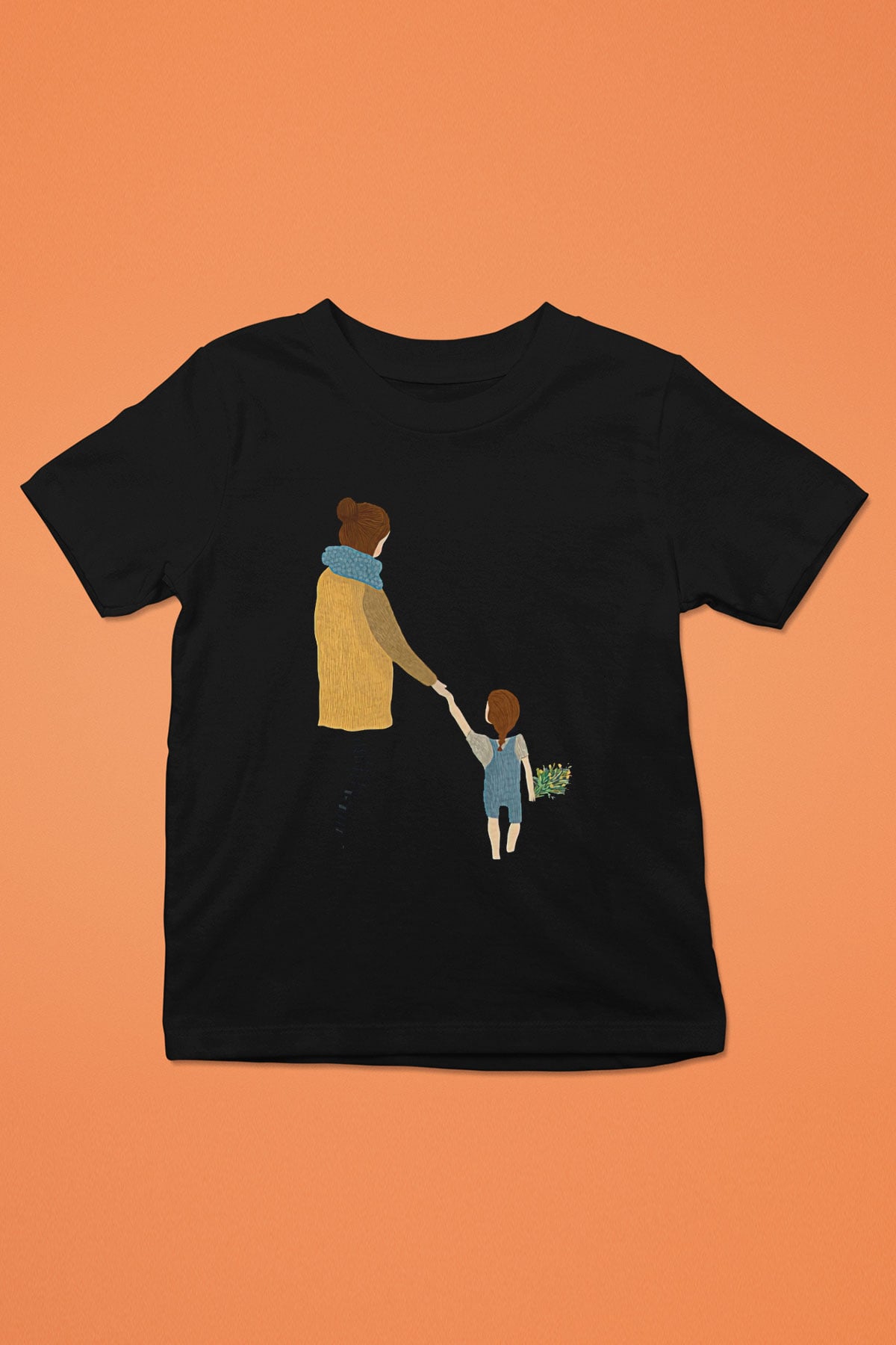 Anneler Günü Baskılı Unisex Siyah Çocuk Tişört - Tshirt