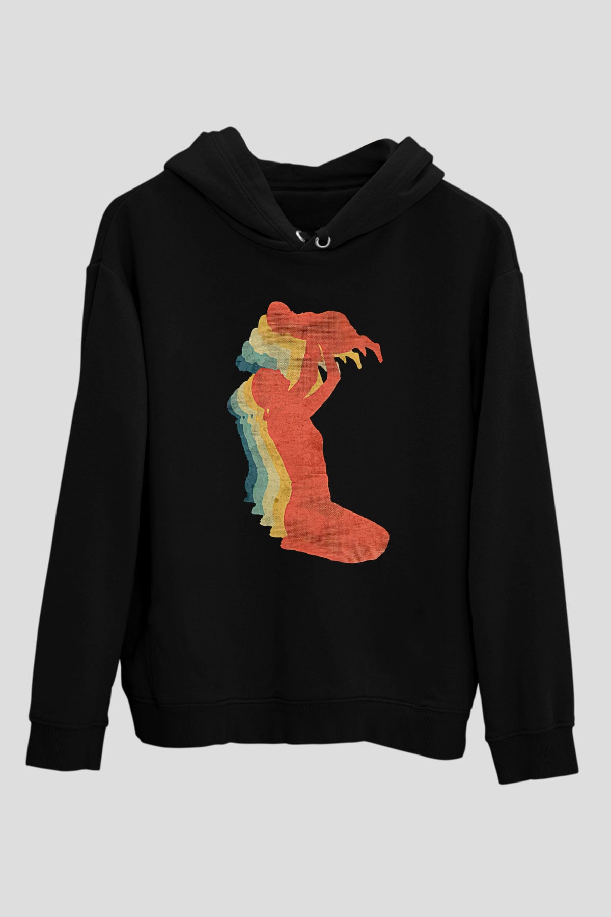 Anneler Günü Baskılı Unisex Siyah Hoodie