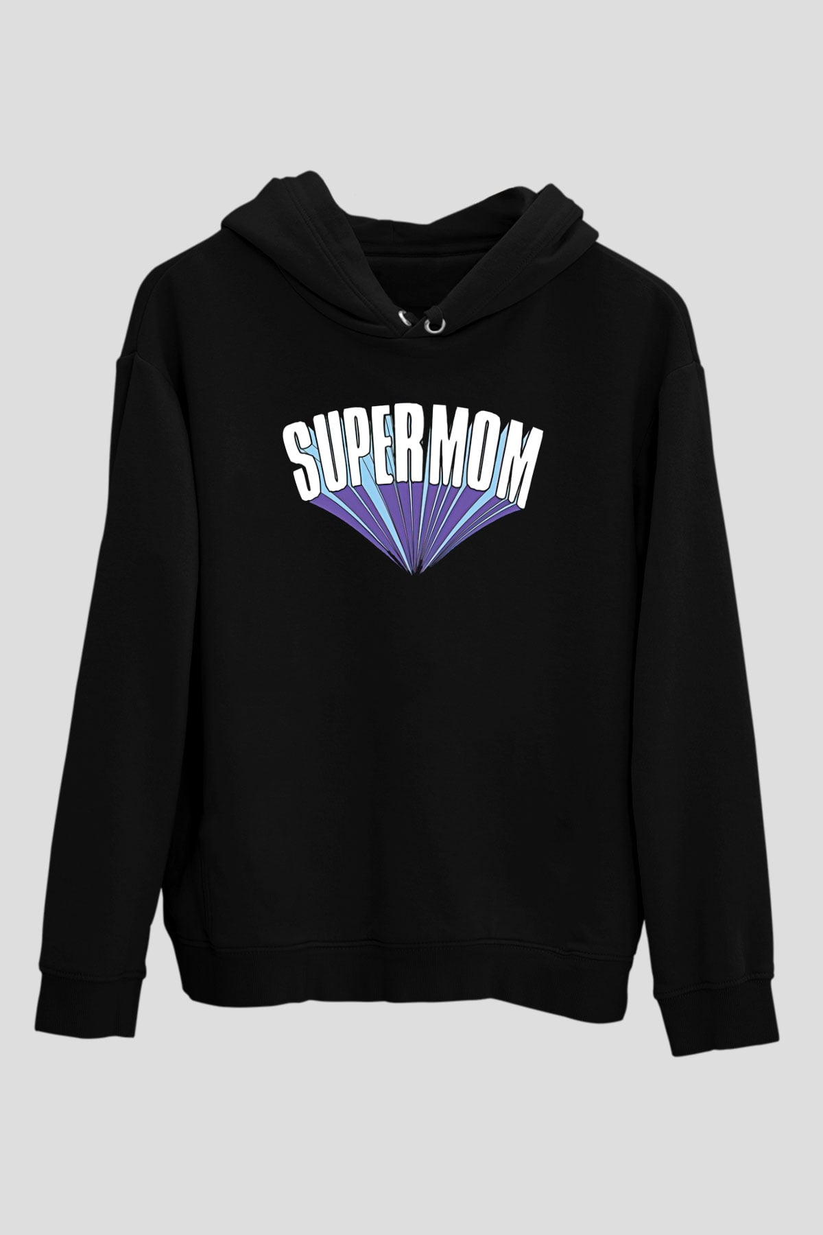 Anneler Günü Baskılı Unisex Siyah Hoodie