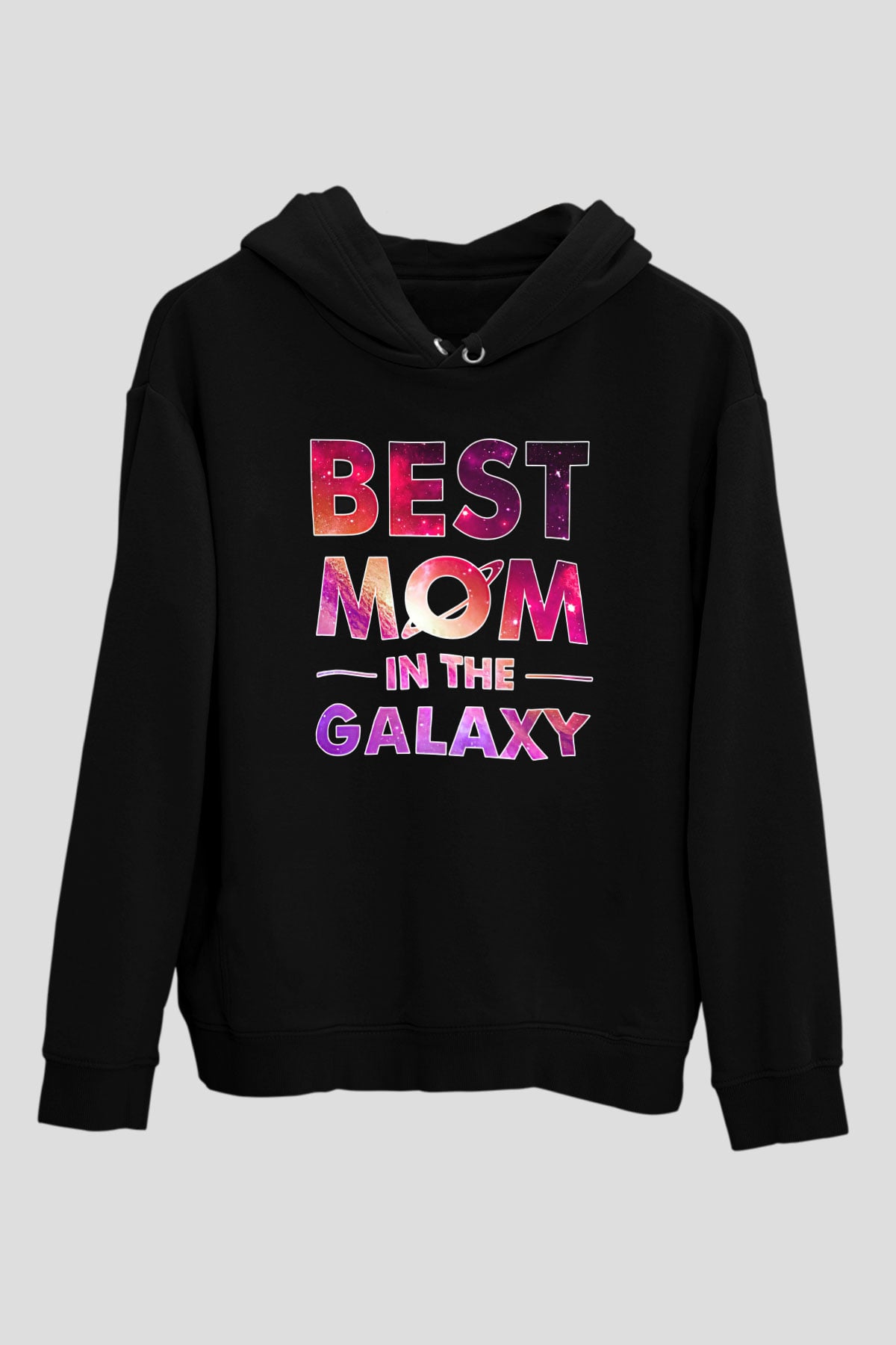 Anneler Günü Baskılı Unisex Siyah Hoodie