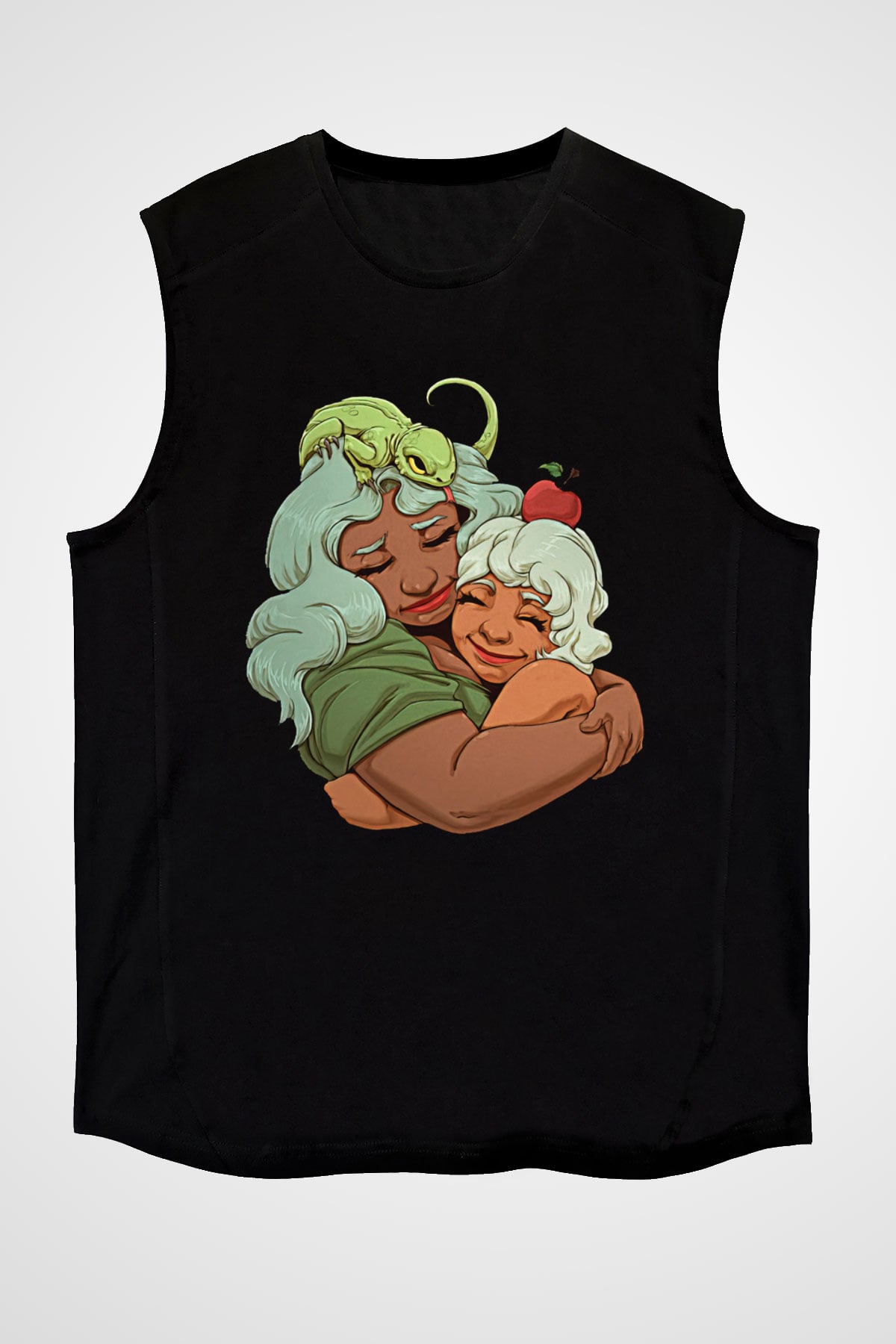 Anneler Günü Baskılı Unisex Siyah Kolsuz Tişört - Tshirt