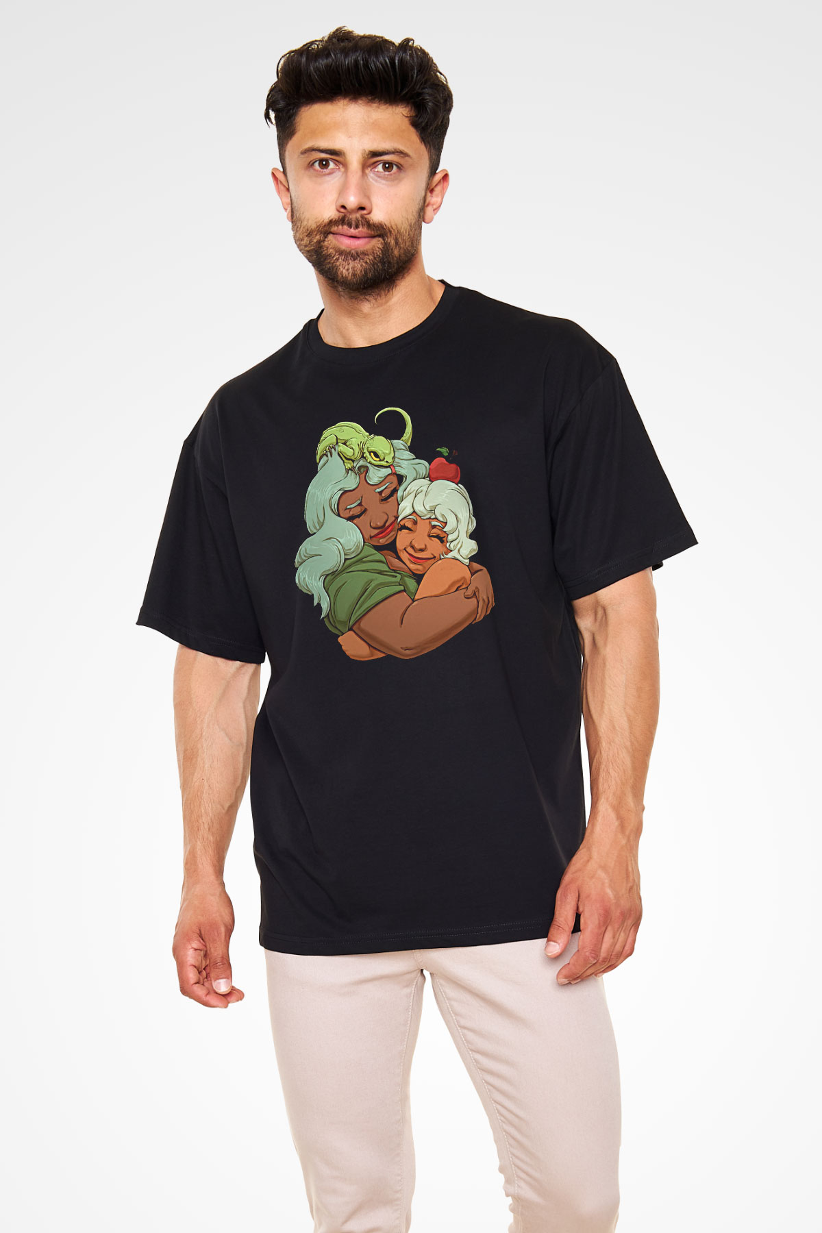 Anneler Günü Baskılı Unisex Siyah Oversize Tişört - Tshirt