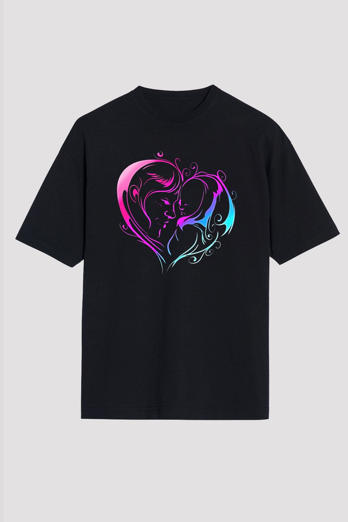 Anneler Günü Baskılı Unisex Siyah Oversize Tişört - Tshirt