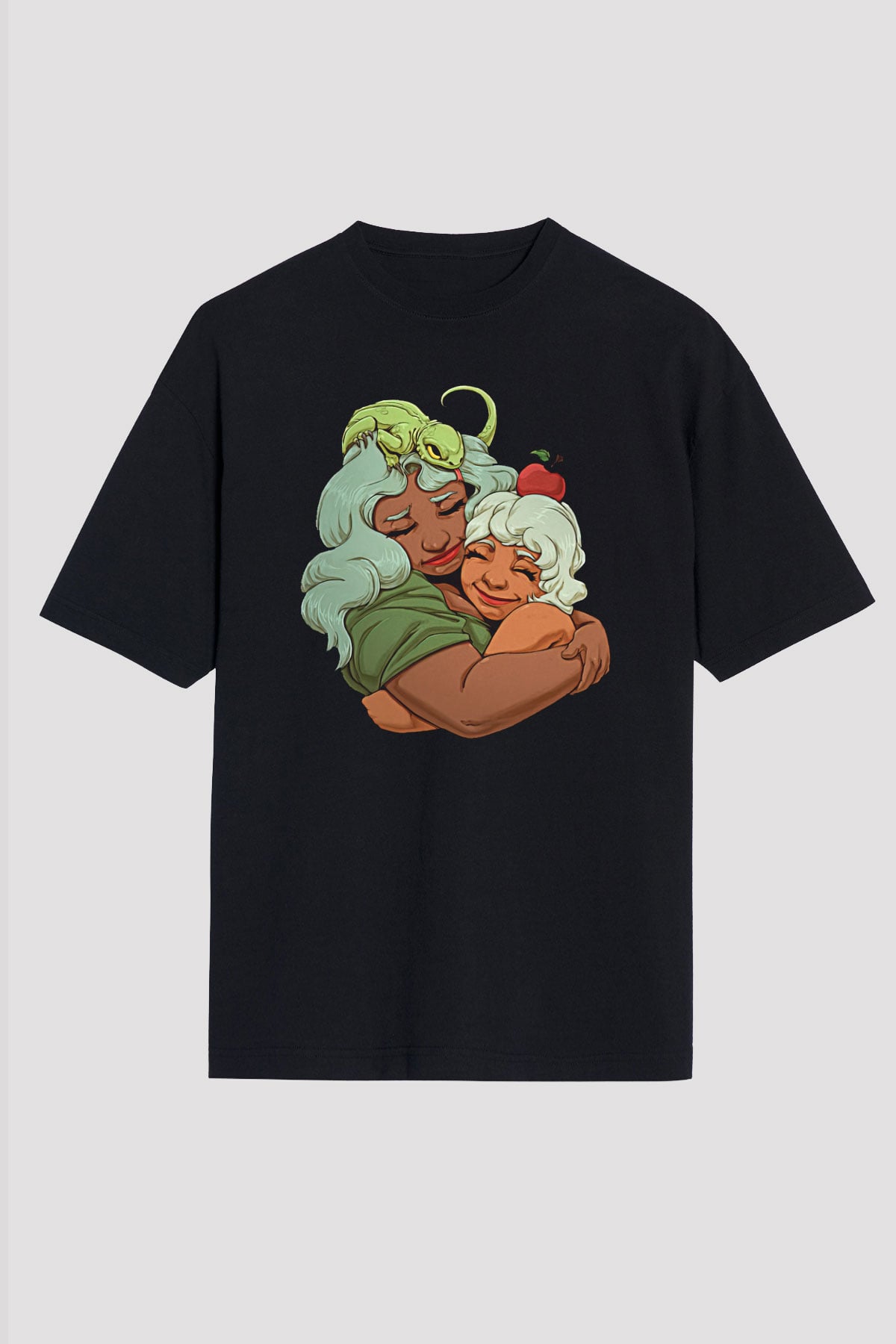 Anneler Günü Baskılı Unisex Siyah Oversize Tişört - Tshirt