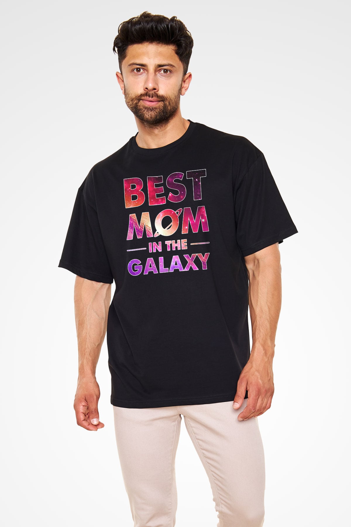 Anneler Günü Baskılı Unisex Siyah Oversize Tişört - Tshirt