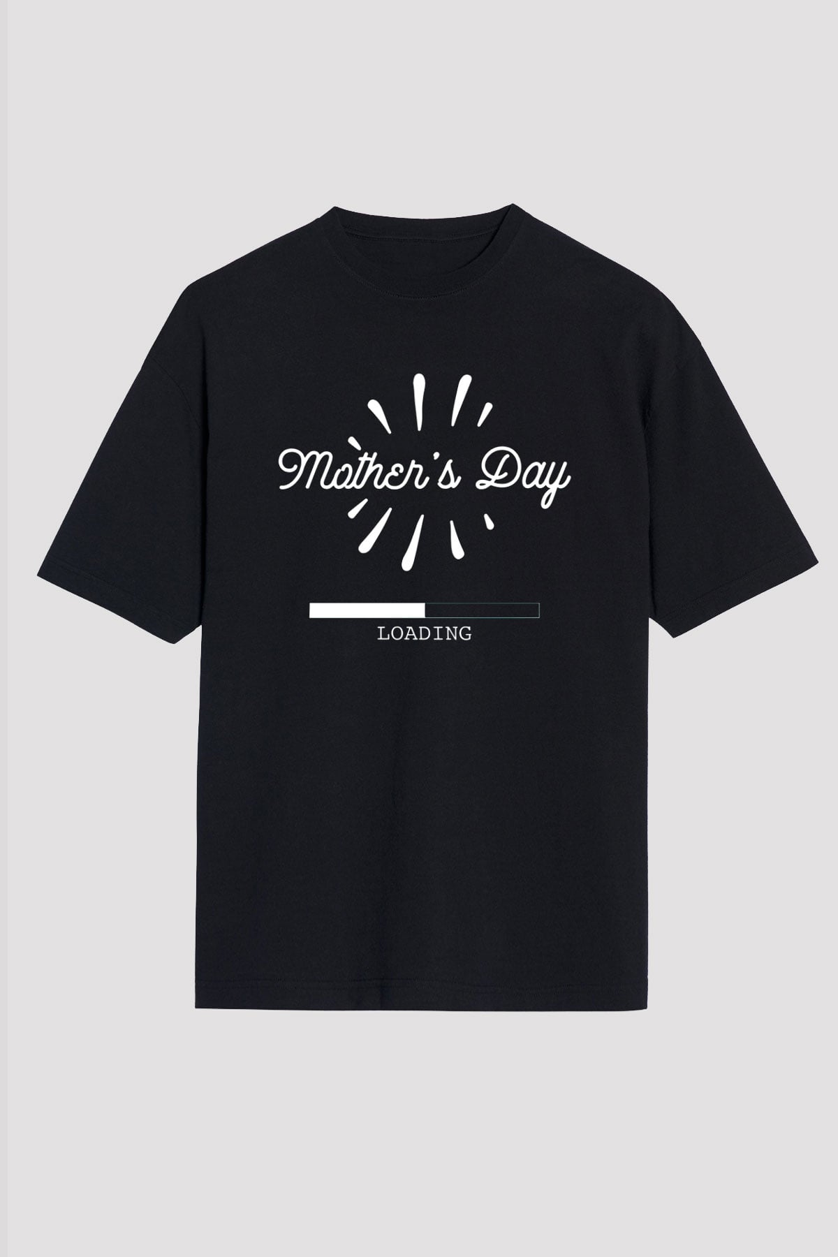Anneler Günü Baskılı Unisex Siyah Oversize Tişört - Tshirt