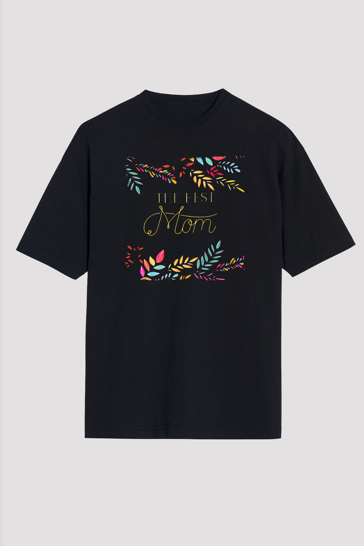 Anneler Günü Baskılı Unisex Siyah Oversize Tişört - Tshirt