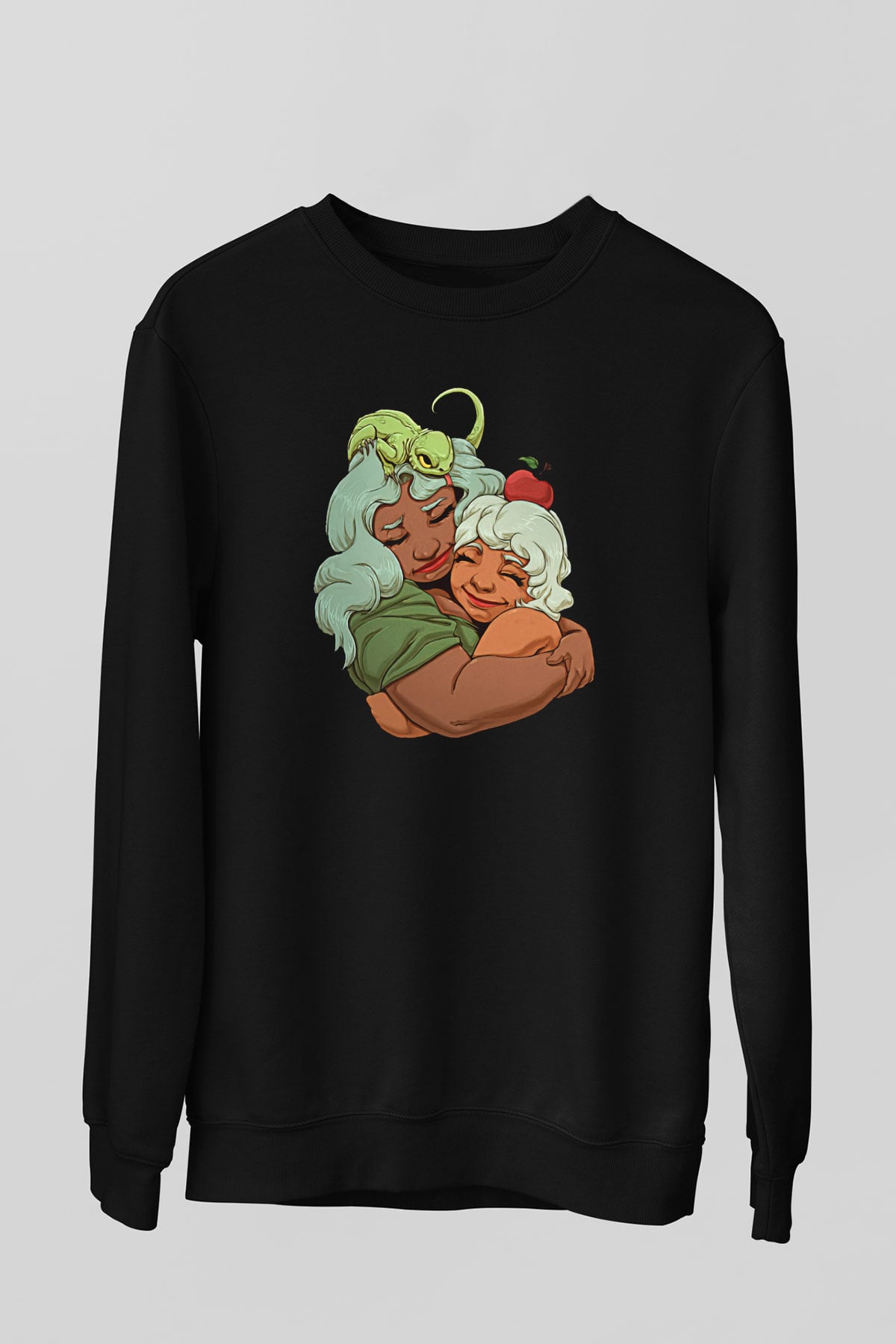 Anneler Günü Baskılı Unisex Siyah Sweatshirt