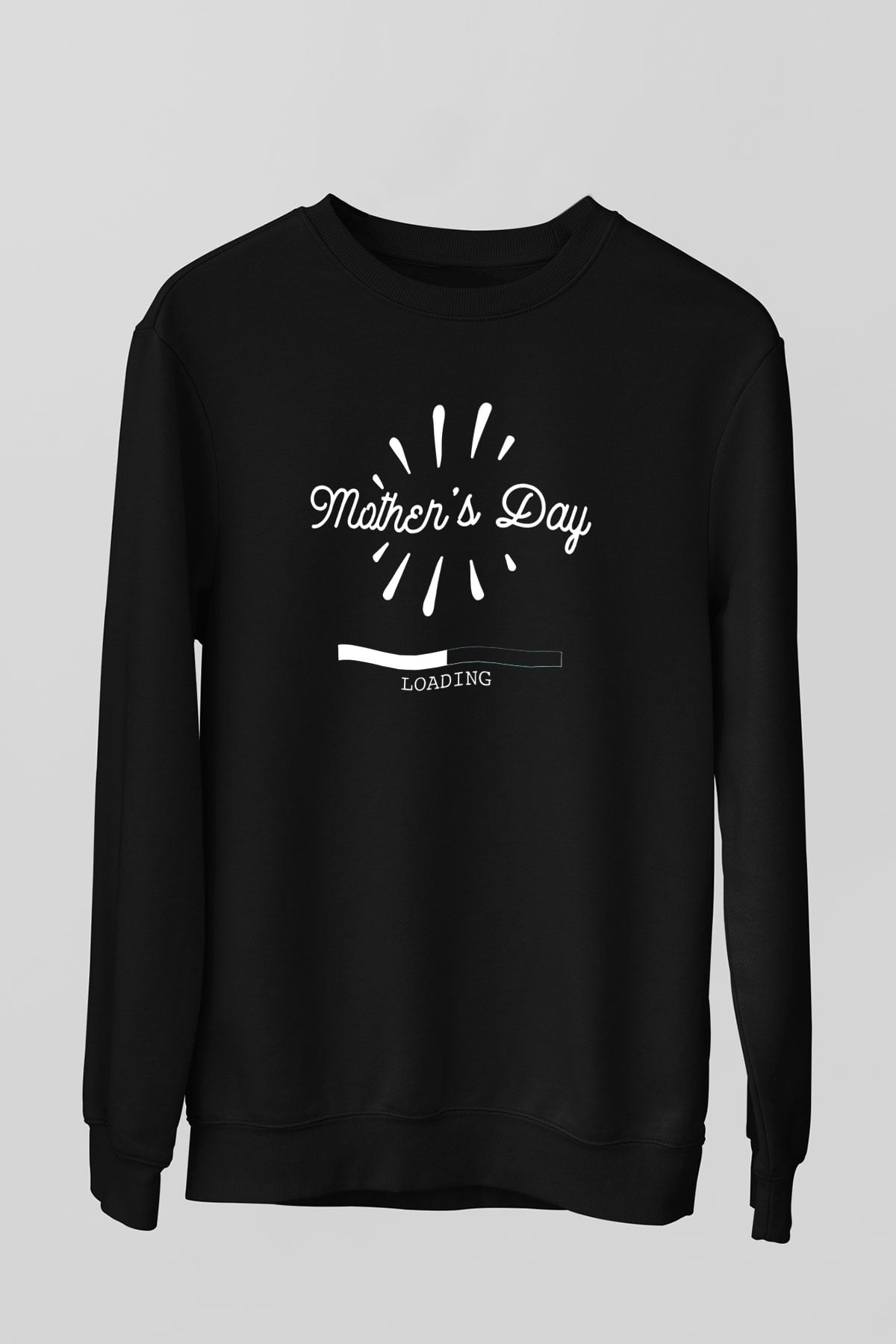 Anneler Günü Baskılı Unisex Siyah Sweatshirt