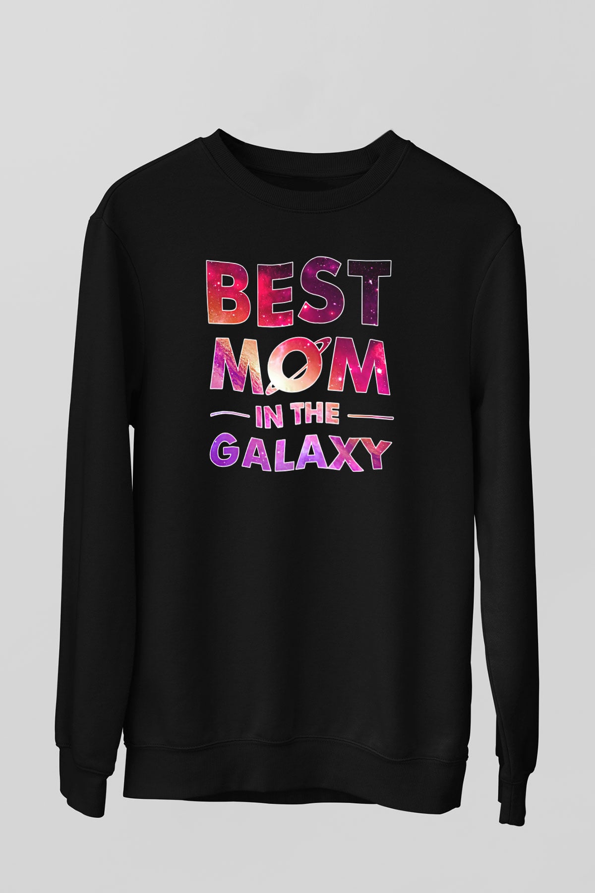 Anneler Günü Baskılı Unisex Siyah Sweatshirt