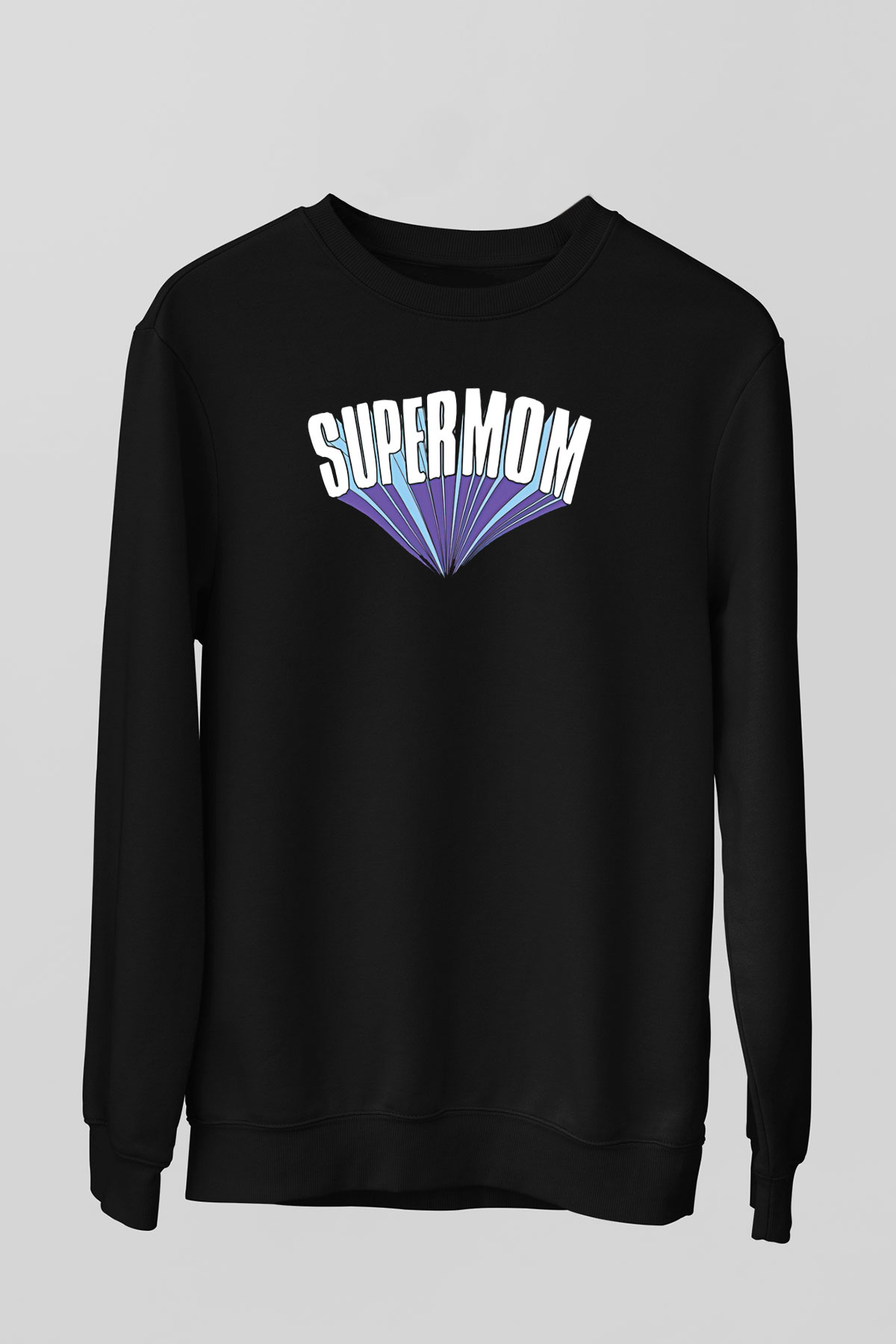 Anneler Günü Baskılı Unisex Siyah Sweatshirt