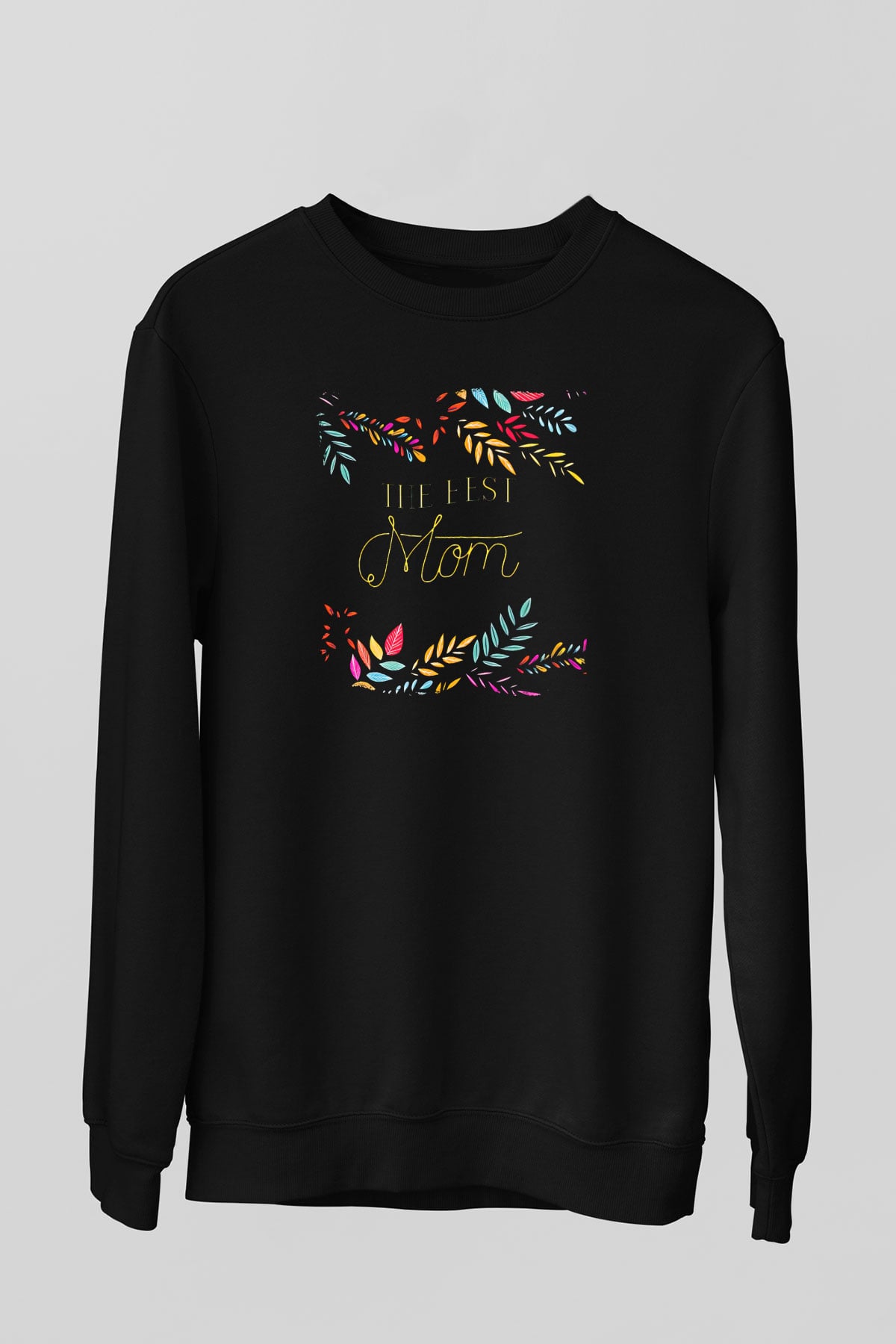 Anneler Günü Baskılı Unisex Siyah Sweatshirt