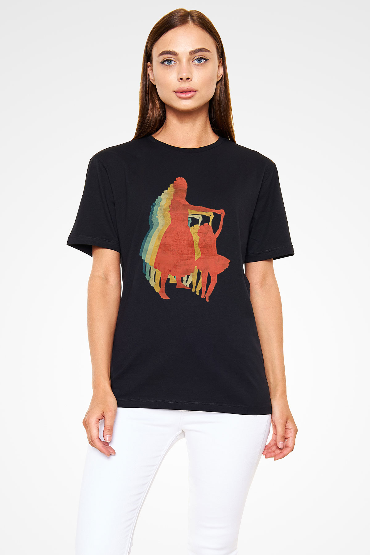 Anneler Günü Baskılı Unisex Siyah Tişört - Tshirt
