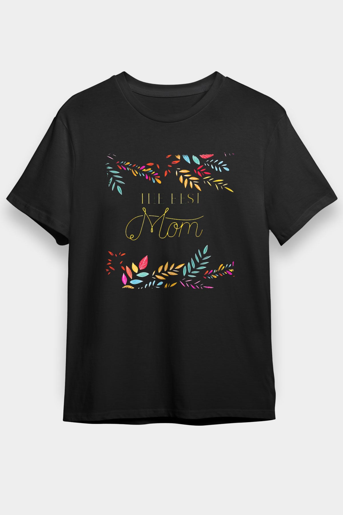 Anneler Günü Baskılı Unisex Siyah Tişört - Tshirt