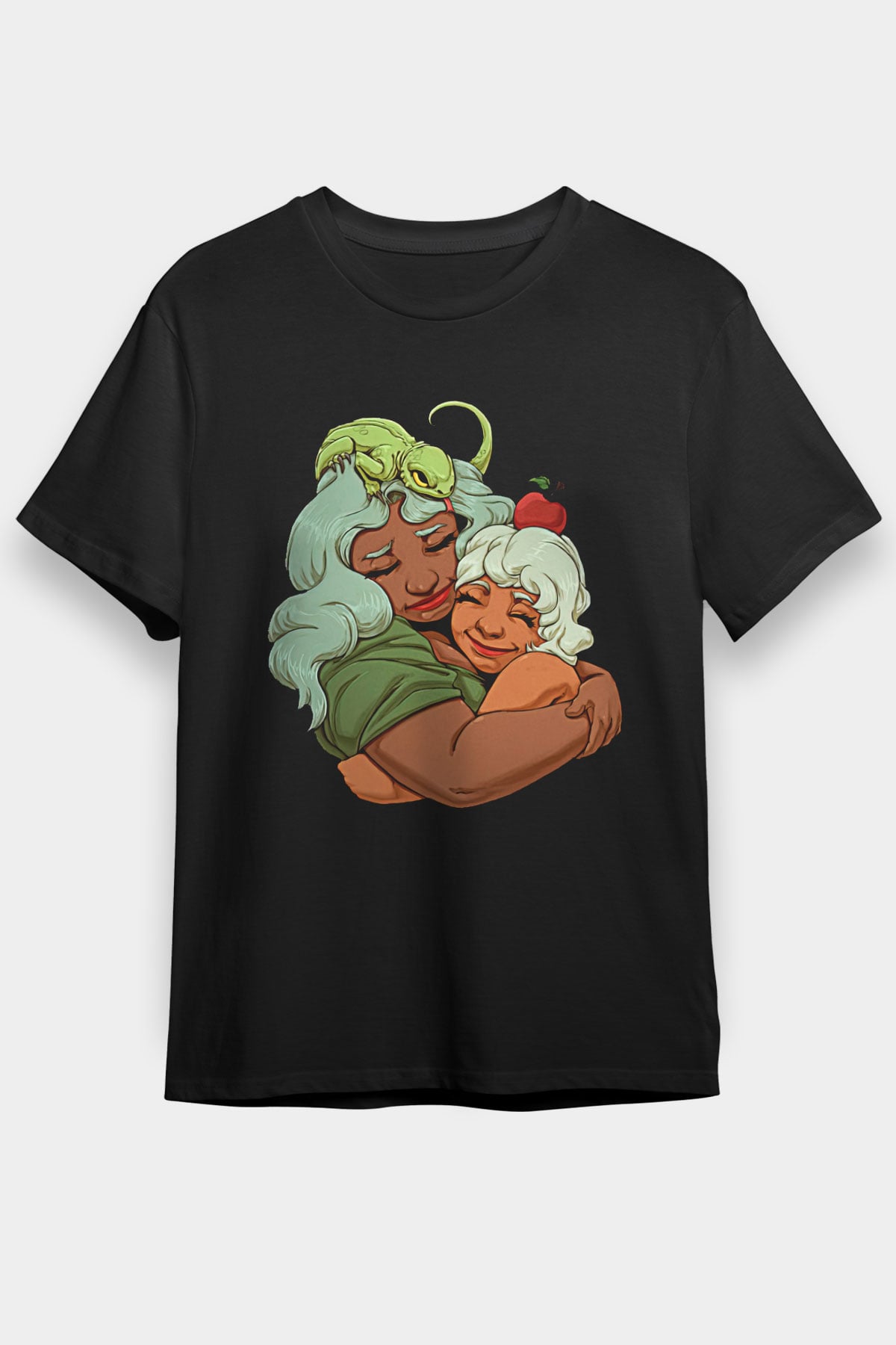 Anneler Günü Baskılı Unisex Siyah Tişört - Tshirt