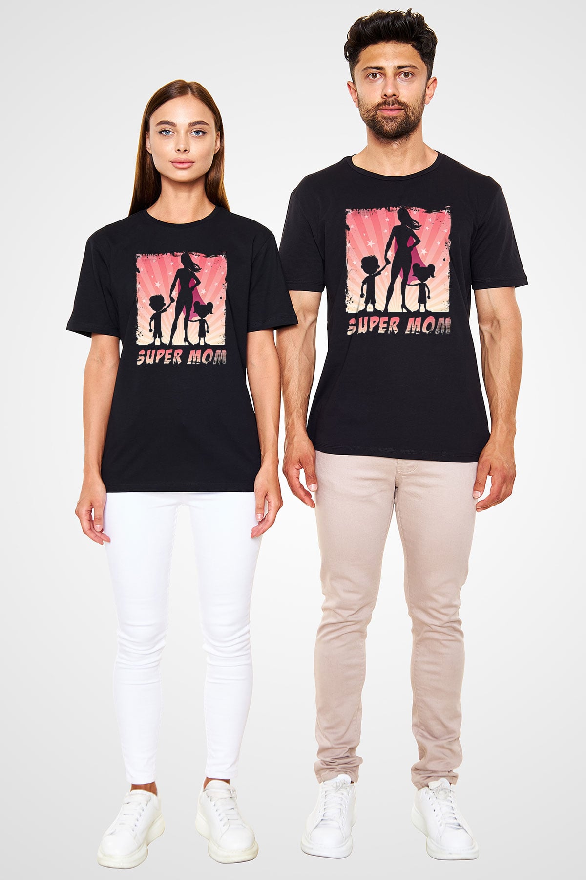 Anneler Günü Baskılı Unisex Siyah Tişört - Tshirt