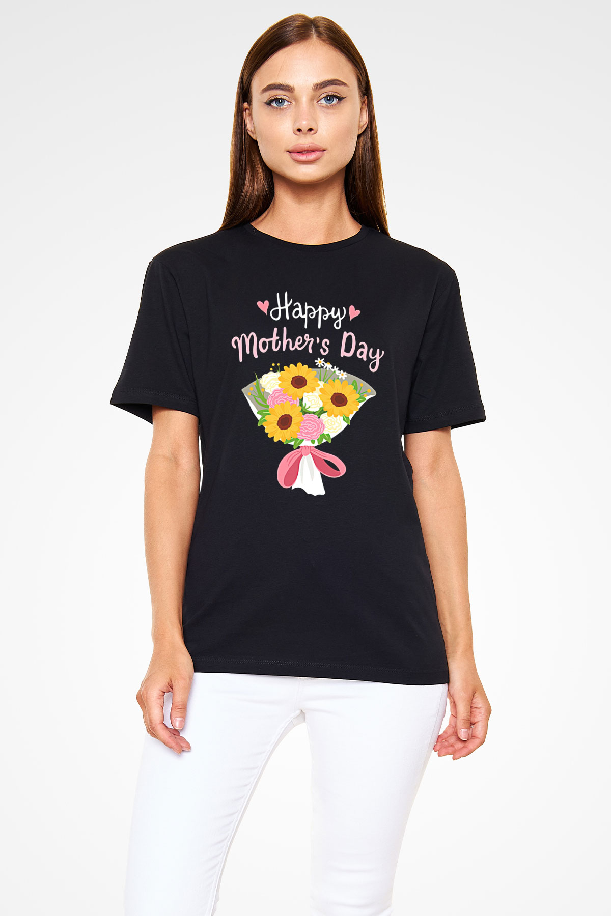 Anneler Günü Baskılı Unisex Siyah Tişört - Tshirt
