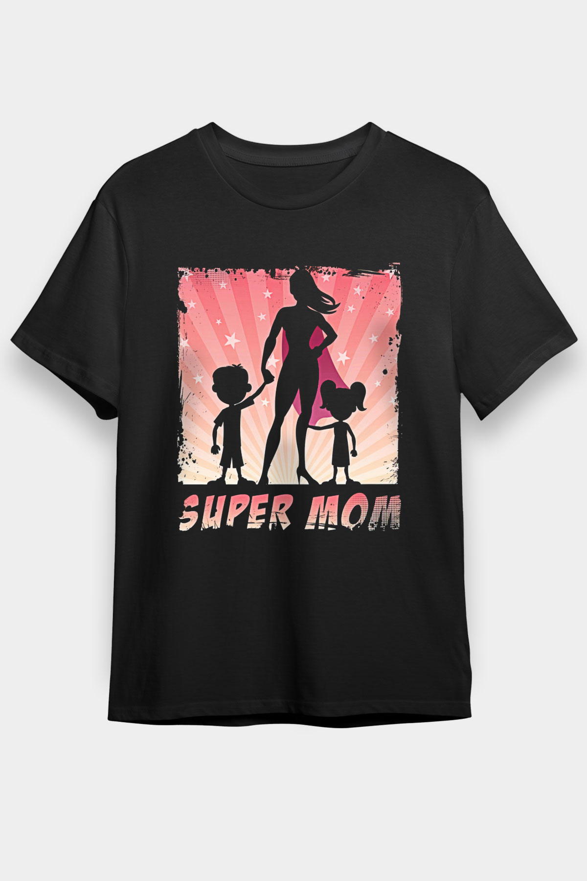 Anneler Günü Baskılı Unisex Siyah Tişört - Tshirt