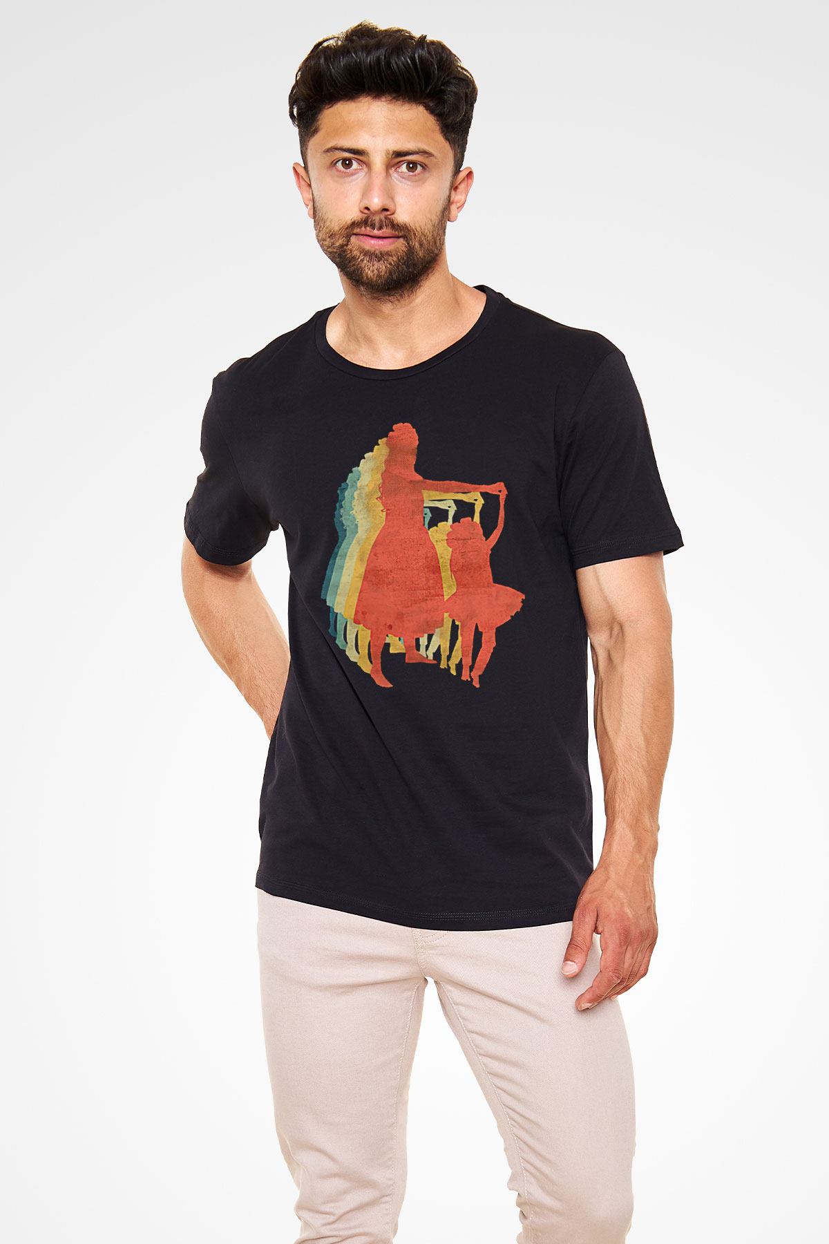 Anneler Günü Baskılı Unisex Siyah Tişört - Tshirt