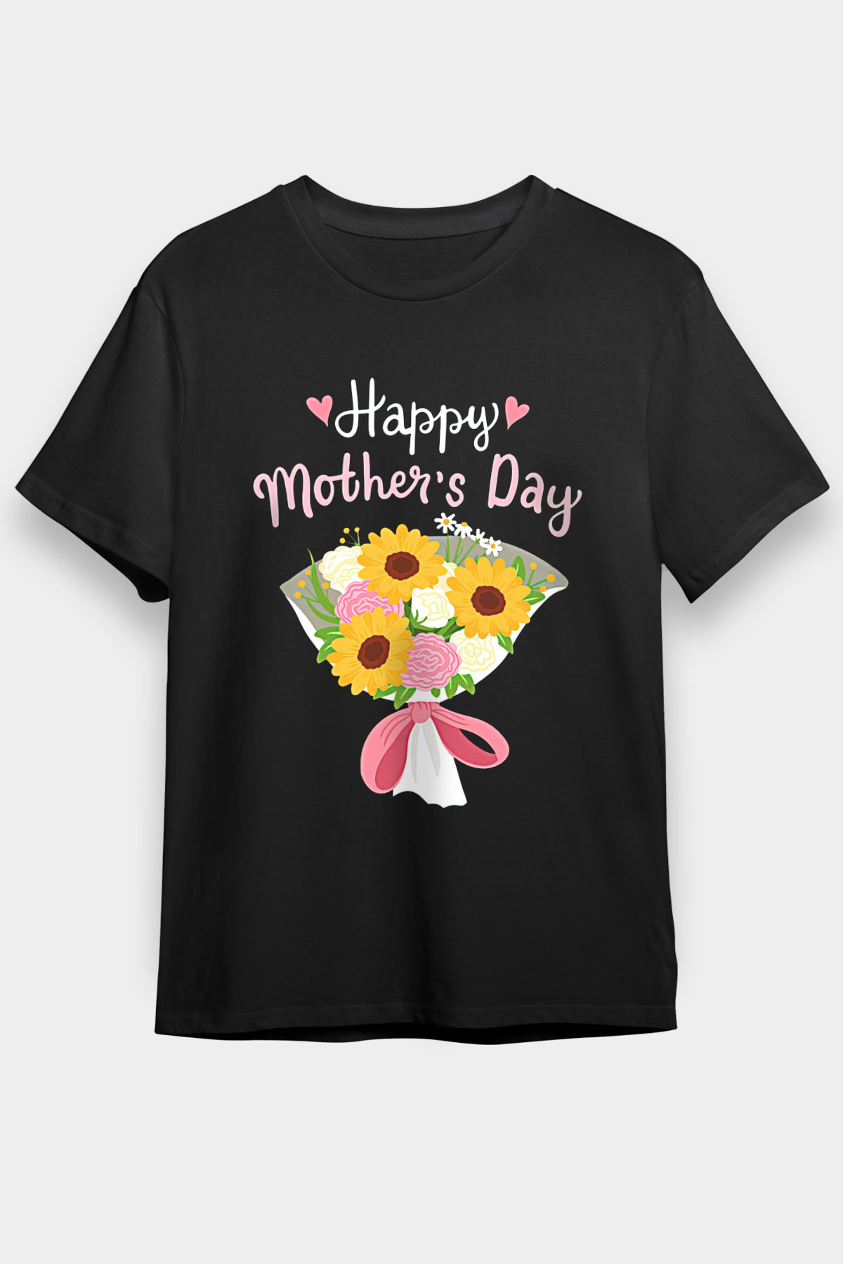Anneler Günü Baskılı Unisex Siyah Tişört - Tshirt