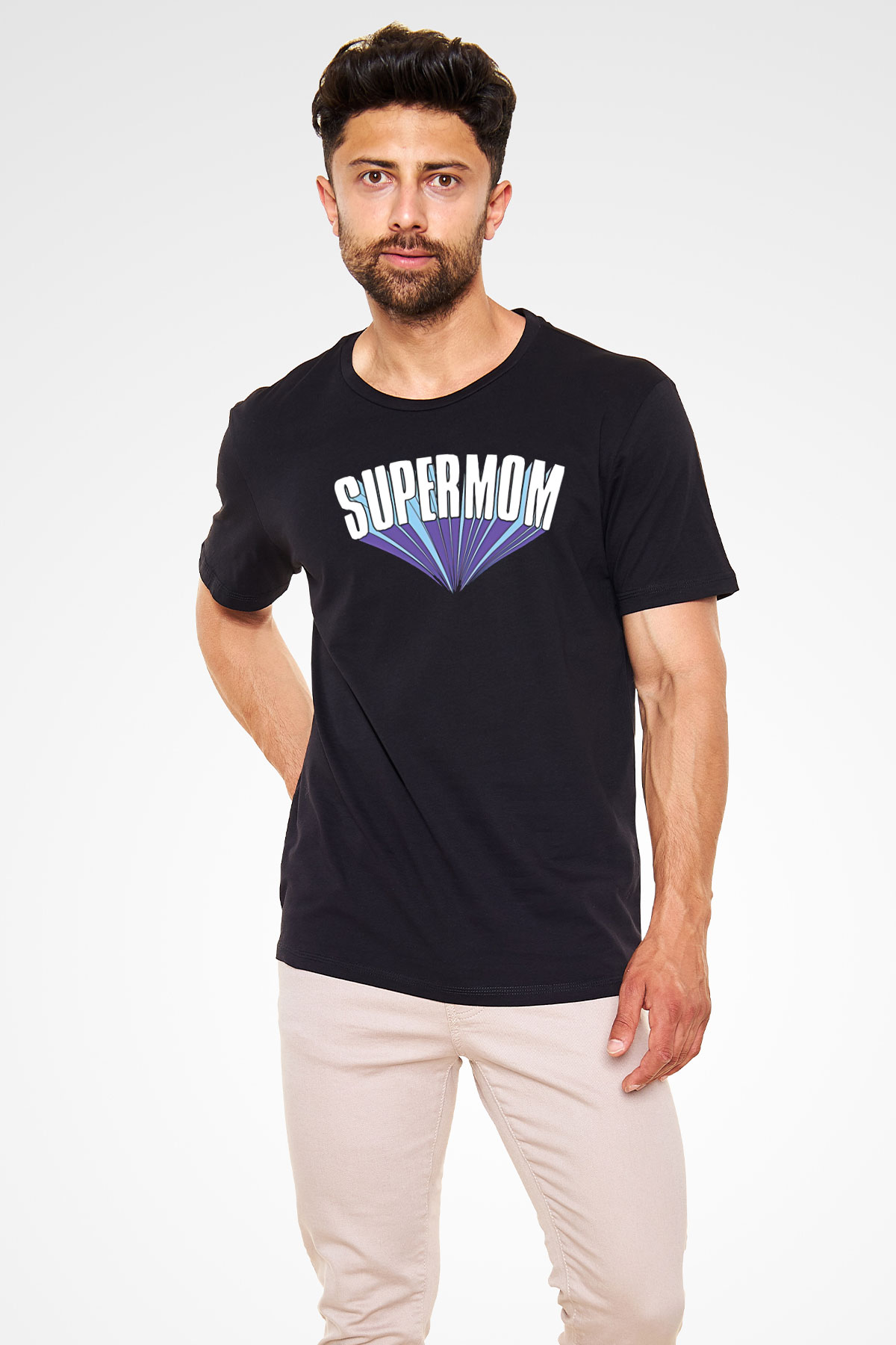 Anneler Günü Baskılı Unisex Siyah Tişört - Tshirt