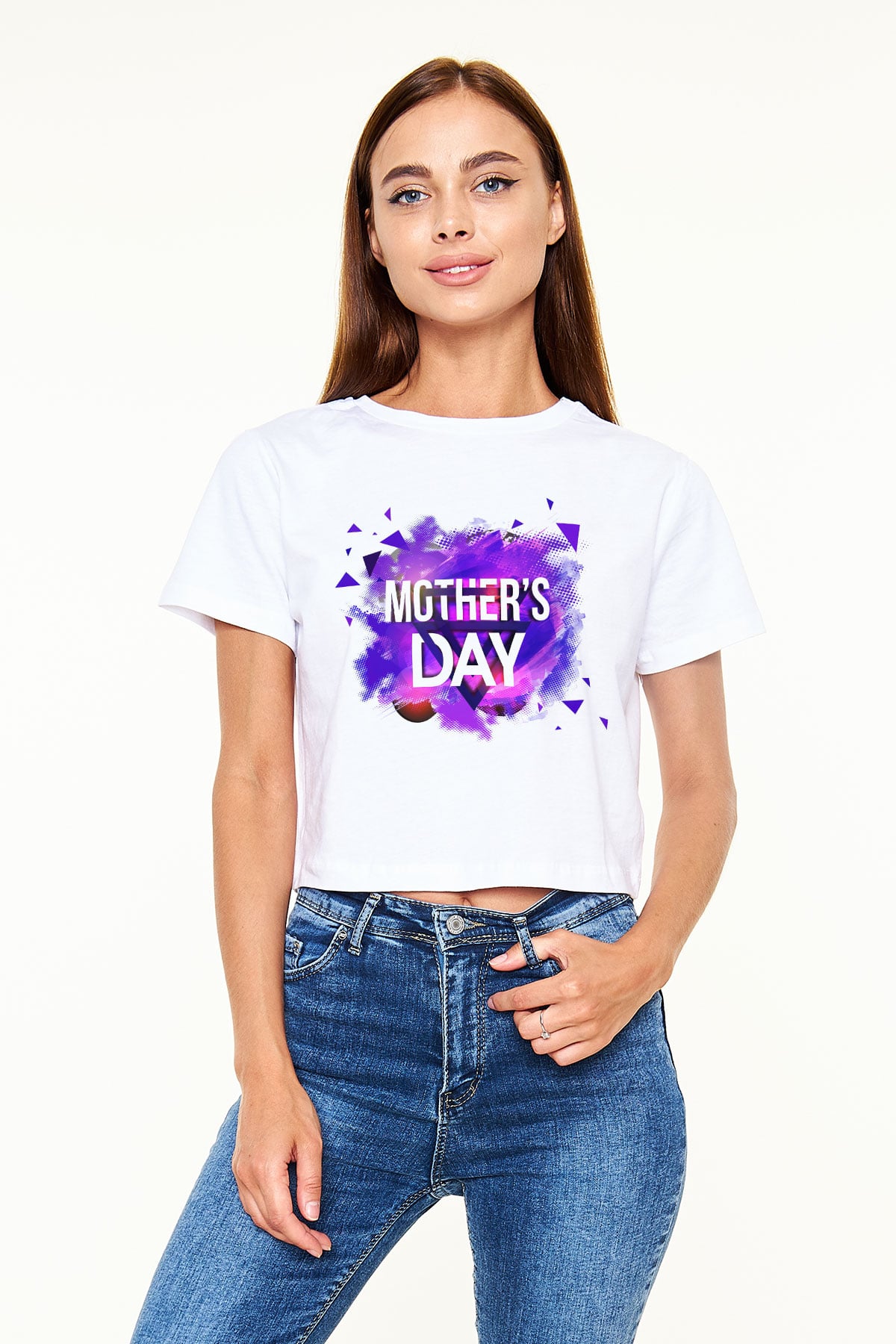 Anneler Günü Beyaz Croptop Tişört