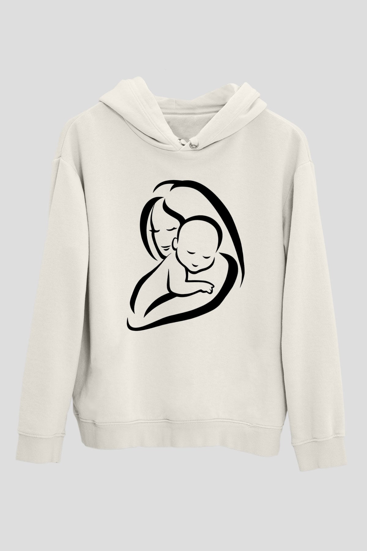 Anneler Günü Beyaz Unisex Kapşonlu Sweatshirt