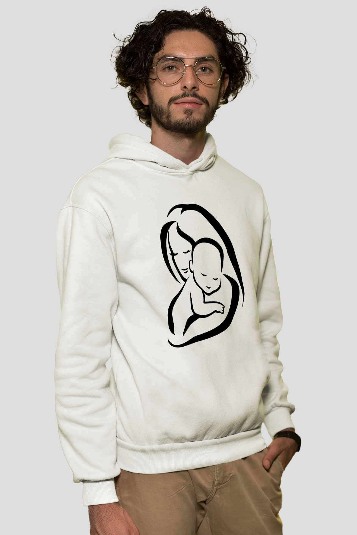 Anneler Günü Beyaz Unisex Kapşonlu Sweatshirt
