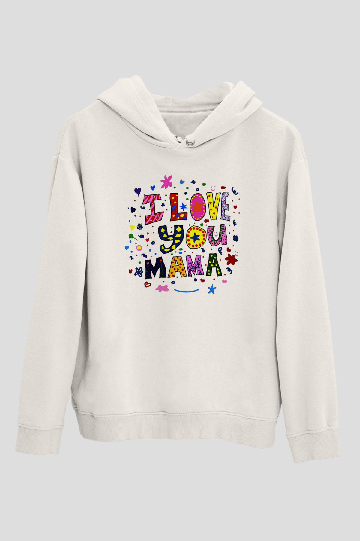 Anneler Günü Beyaz Unisex Kapşonlu Sweatshirt